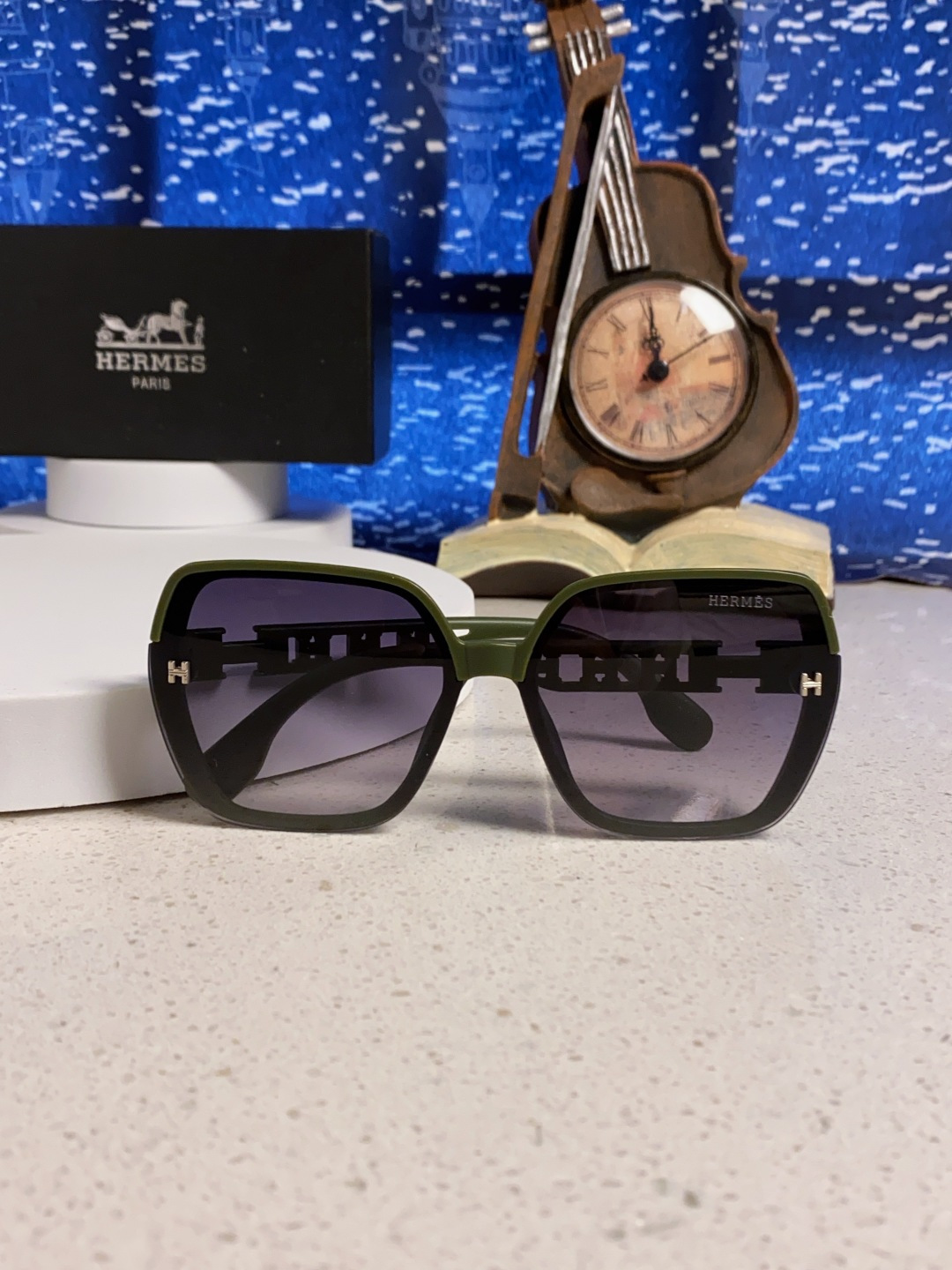 Hermes爱马仕 2025新款时尚偏光太阳镜女开车墨镜H家眼镜圆框镂空大框显脸小防紫外女款