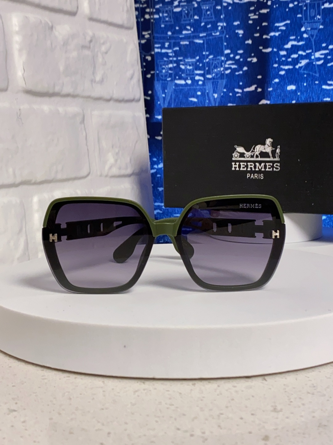 Hermes爱马仕 2025新款时尚偏光太阳镜女开车墨镜H家眼镜圆框镂空大框显脸小防紫外女款