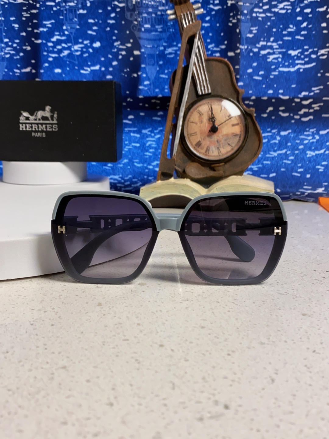 Hermes爱马仕 2025新款时尚偏光太阳镜女开车墨镜H家眼镜圆框镂空大框显脸小防紫外女款
