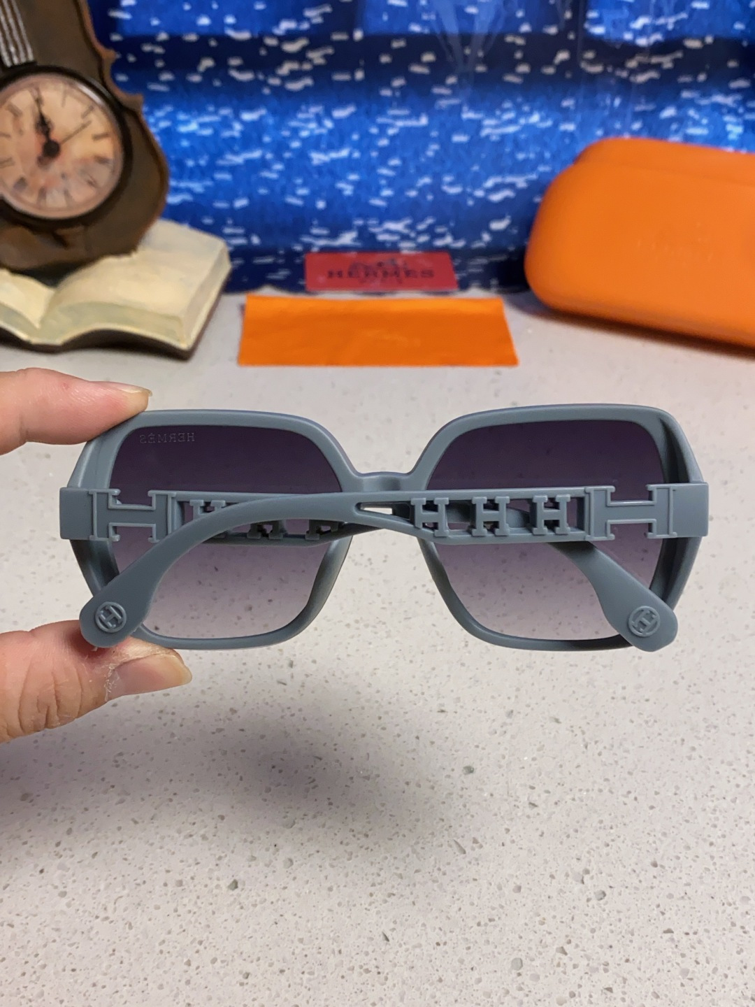 Hermes爱马仕 2025新款时尚偏光太阳镜女开车墨镜H家眼镜圆框镂空大框显脸小防紫外女款