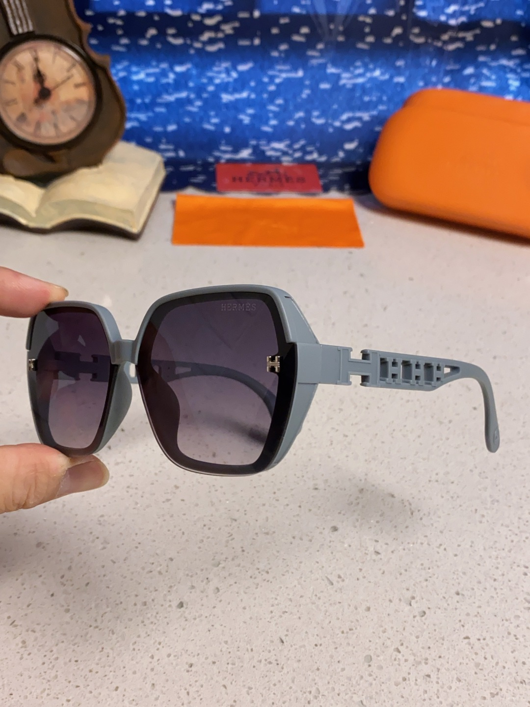 Hermes爱马仕 2025新款时尚偏光太阳镜女开车墨镜H家眼镜圆框镂空大框显脸小防紫外女款