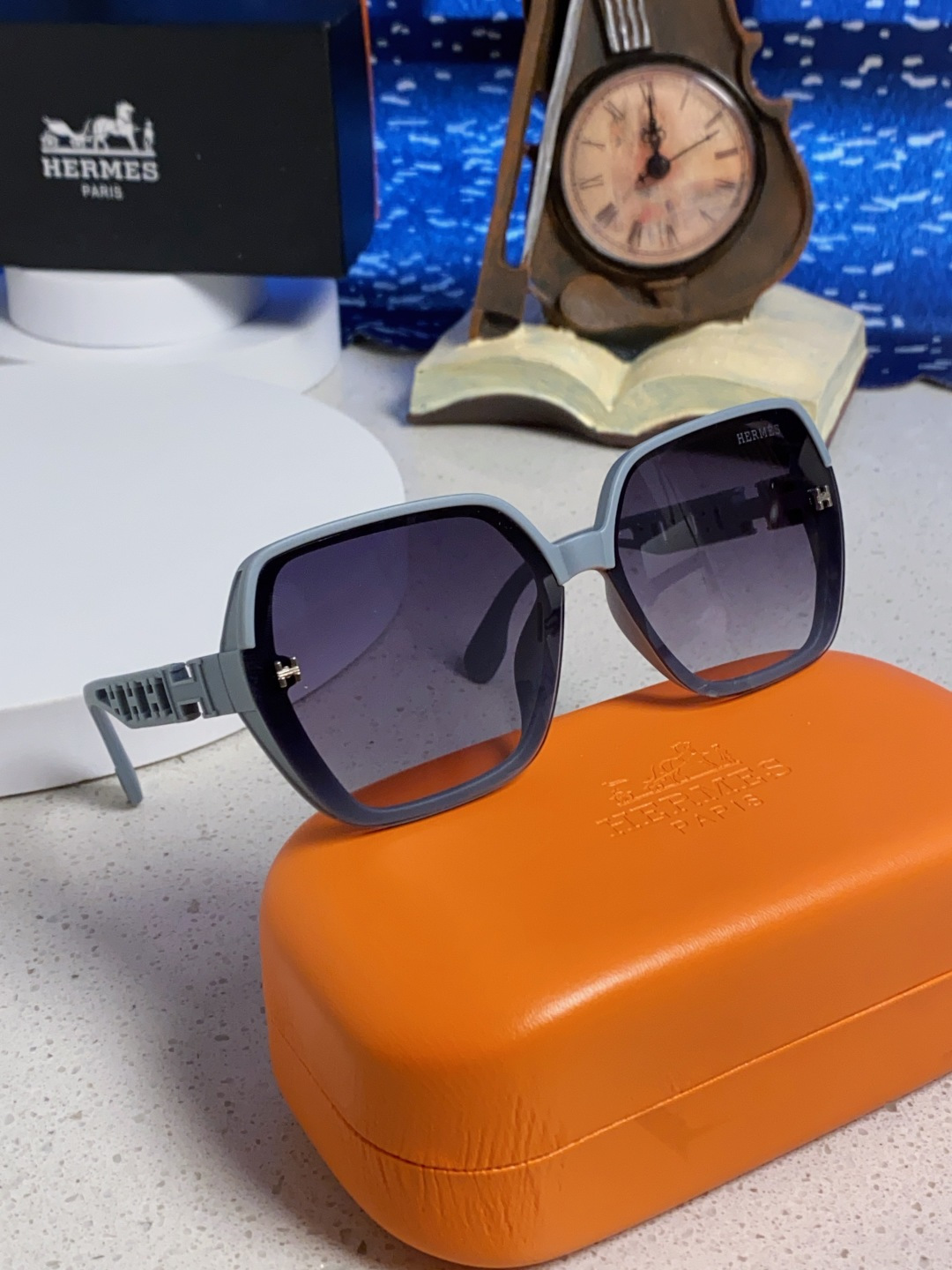 Hermes爱马仕 2025新款时尚偏光太阳镜女开车墨镜H家眼镜圆框镂空大框显脸小防紫外女款