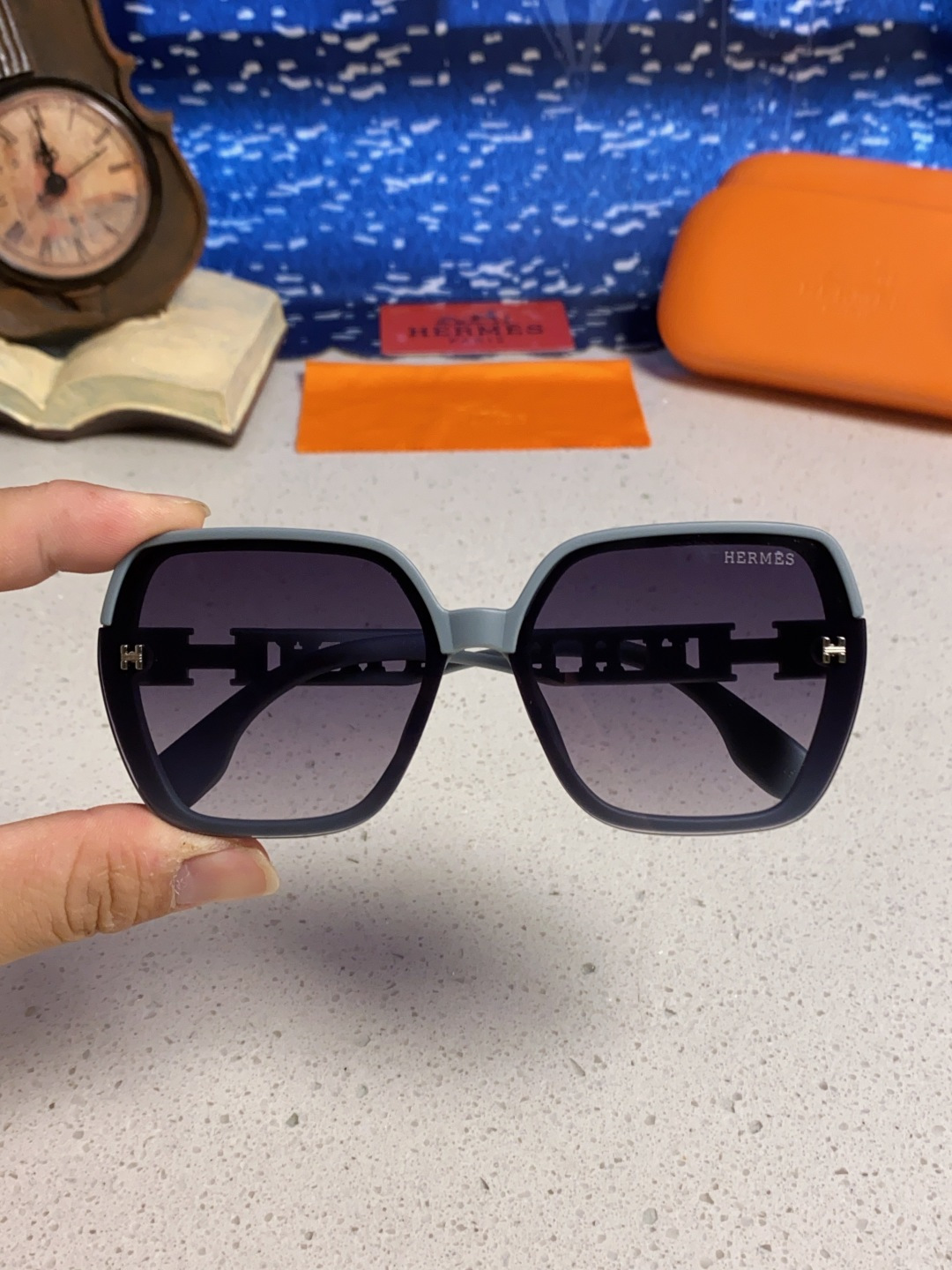 Hermes爱马仕 2025新款时尚偏光太阳镜女开车墨镜H家眼镜圆框镂空大框显脸小防紫外女款
