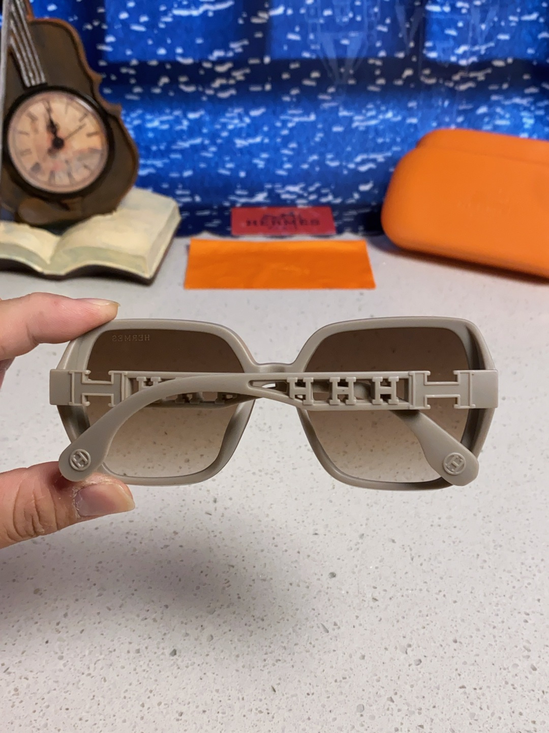 Hermes爱马仕 2025新款时尚偏光太阳镜女开车墨镜H家眼镜圆框镂空大框显脸小防紫外女款