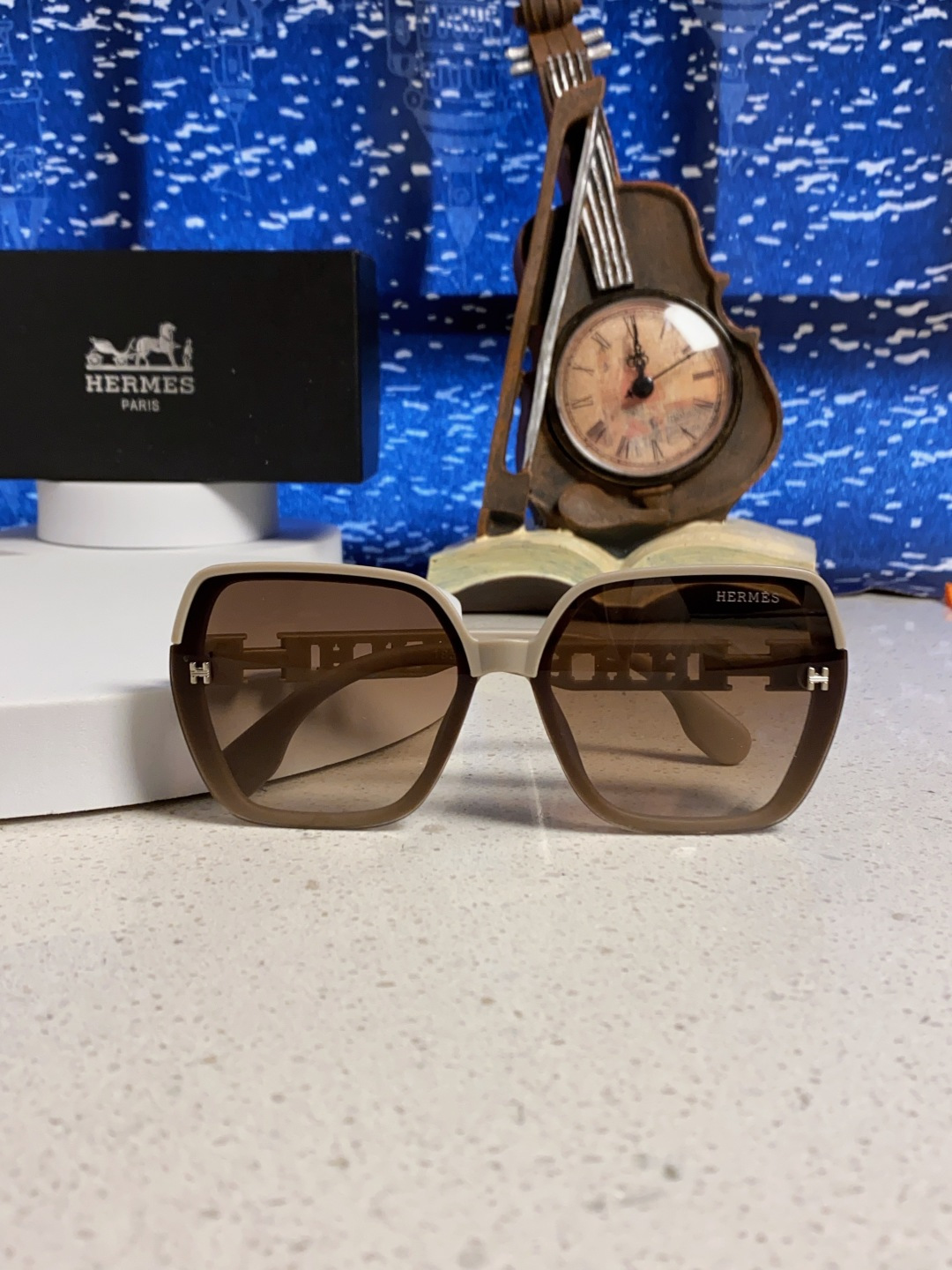 Hermes爱马仕 2025新款时尚偏光太阳镜女开车墨镜H家眼镜圆框镂空大框显脸小防紫外女款