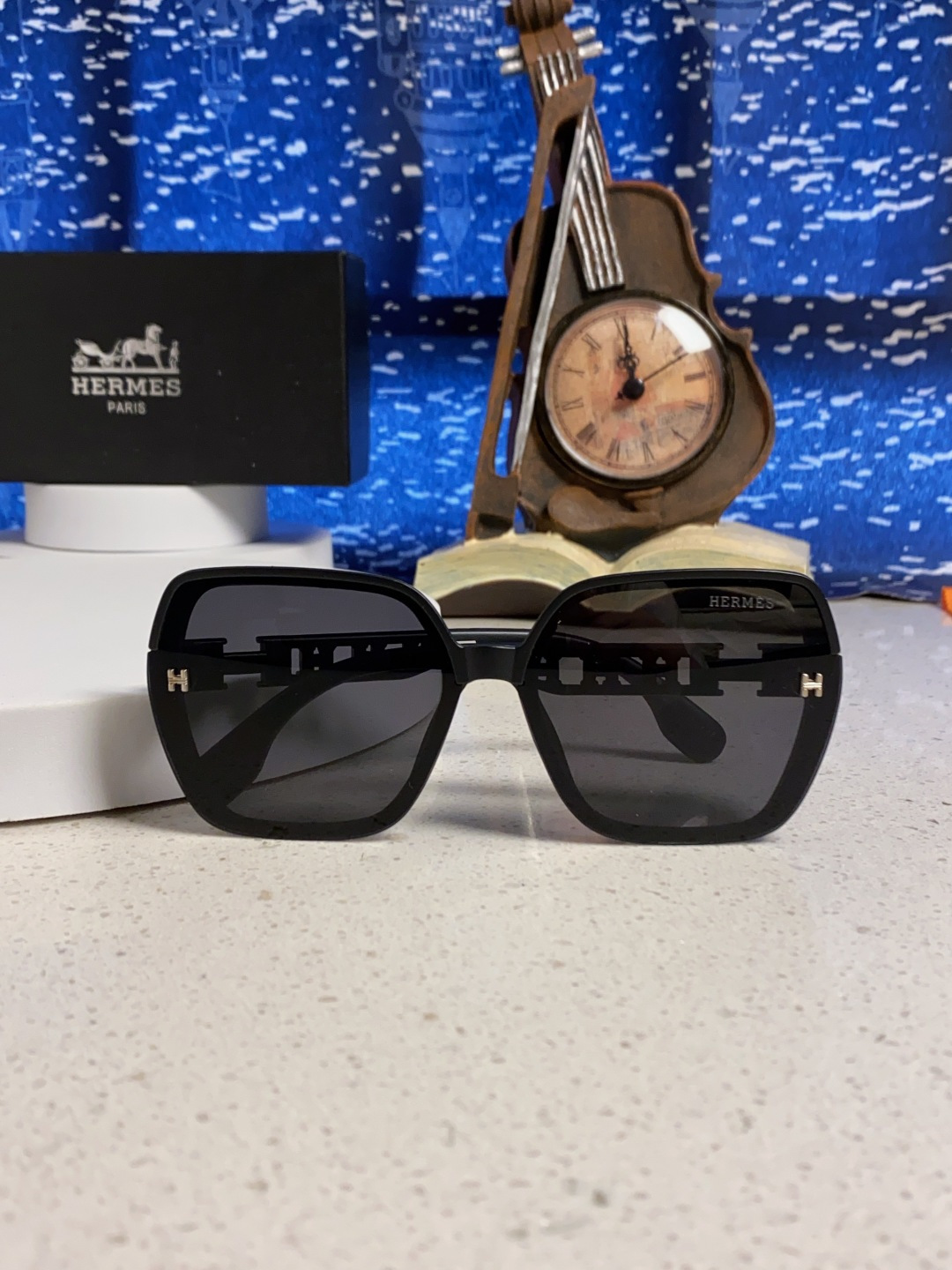 Hermes爱马仕 2025新款时尚偏光太阳镜女开车墨镜H家眼镜圆框镂空大框显脸小防紫外女款