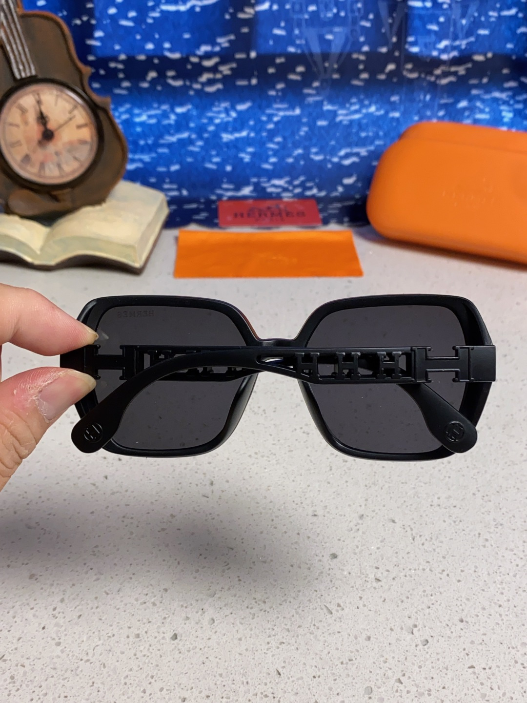 Hermes爱马仕 2025新款时尚偏光太阳镜女开车墨镜H家眼镜圆框镂空大框显脸小防紫外女款