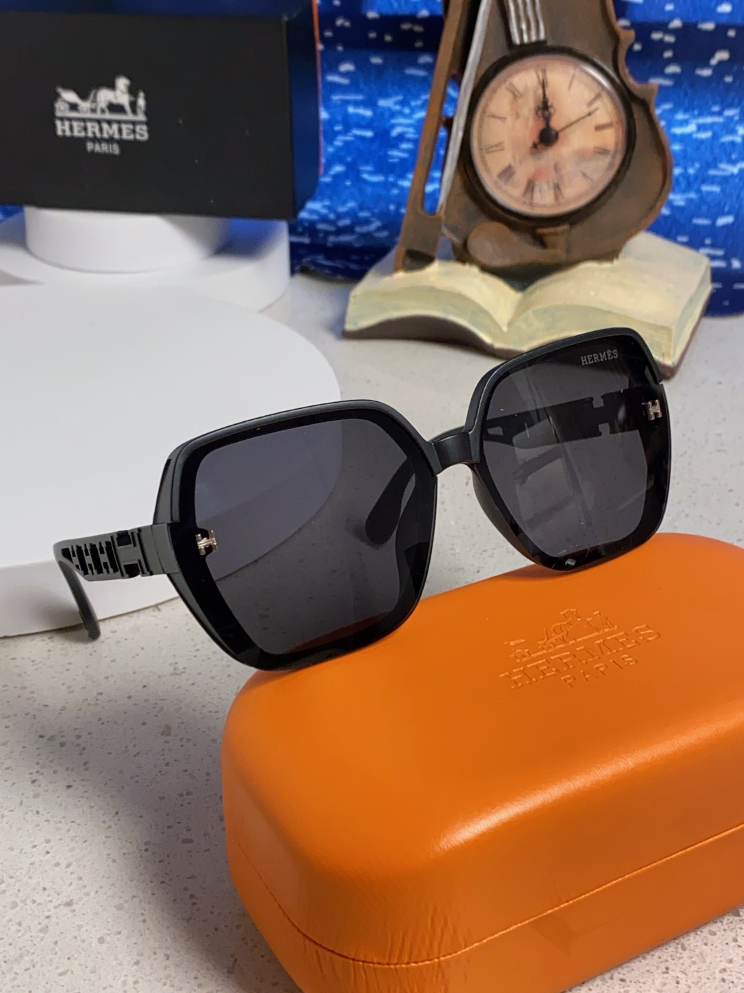 Hermes爱马仕 2025新款时尚偏光太阳镜女开车墨镜H家眼镜圆框镂空大框显脸小防紫外女款