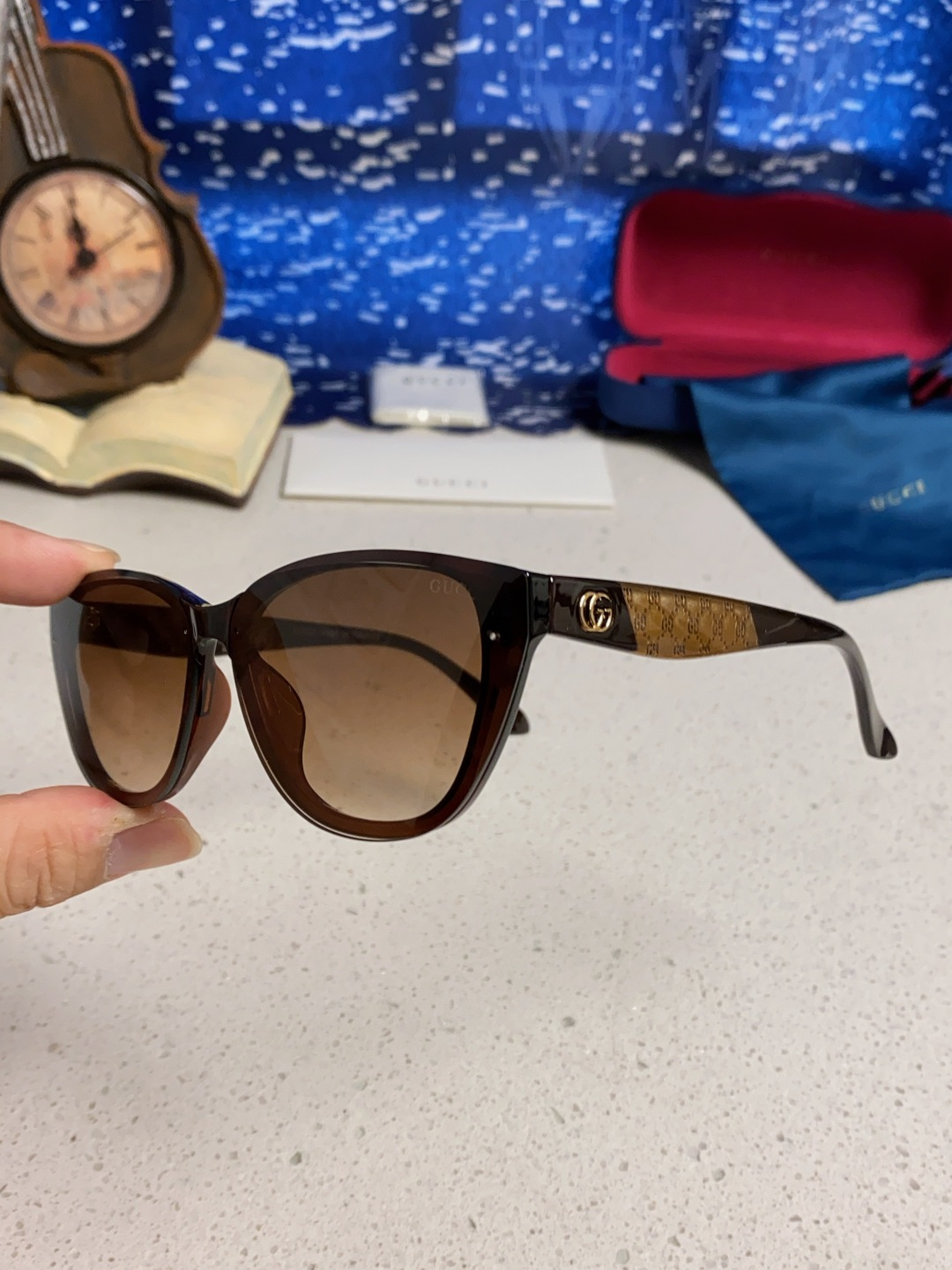 Gucci古奇 2025新款猫眼框太阳眼镜女士网红风遮阳墨镜男防紫外线 男女通用