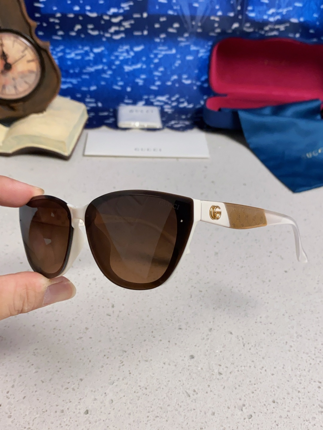 Gucci古奇 2025新款猫眼框太阳眼镜女士网红风遮阳墨镜男防紫外线 男女通用