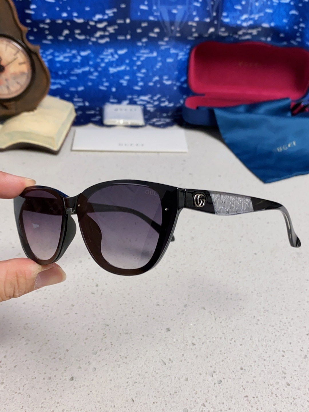 Gucci古奇 2025新款猫眼框太阳眼镜女士网红风遮阳墨镜男防紫外线 男女通用