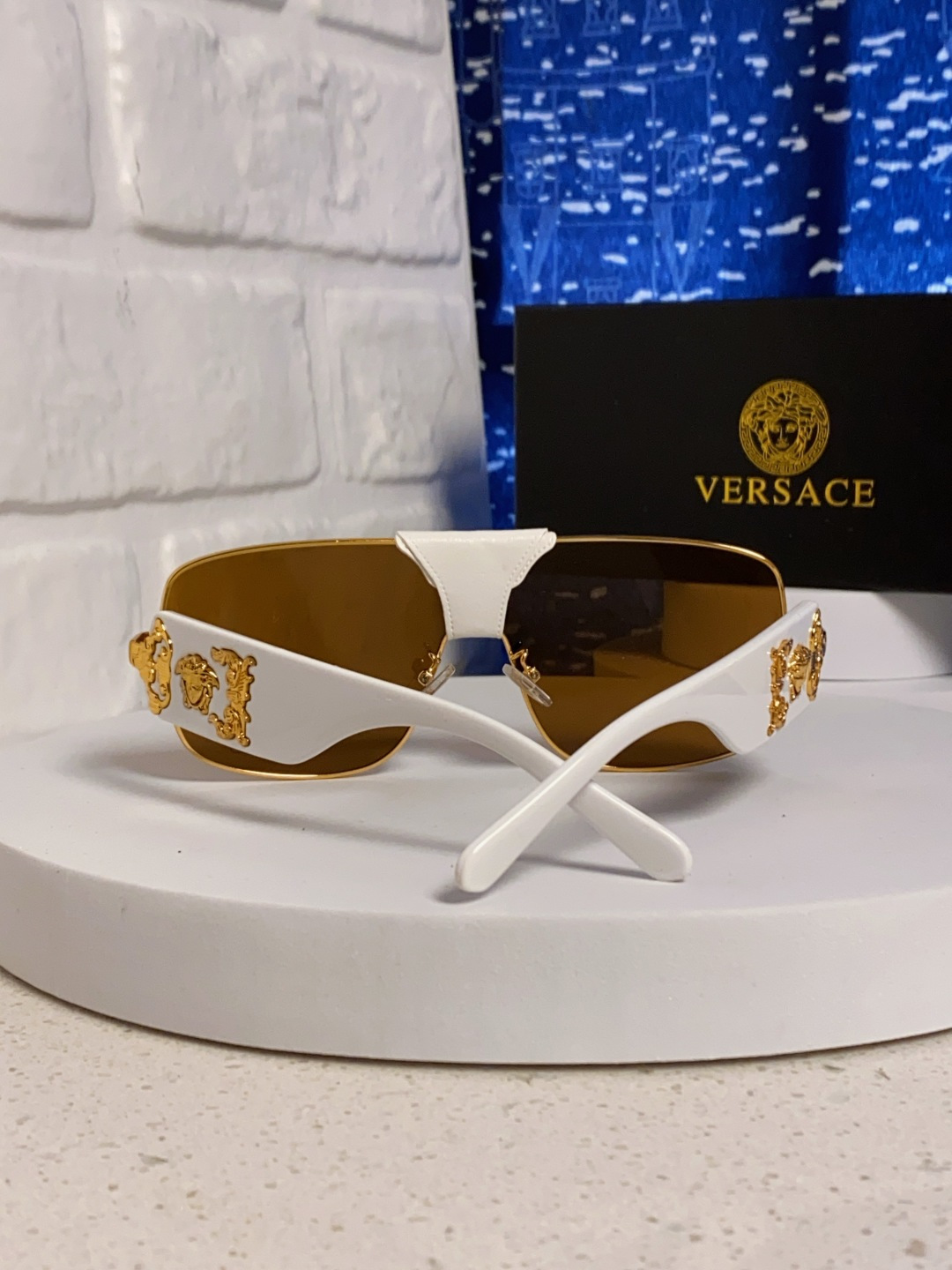 Versace范思哲 2025新款欧美风金属方形太阳眼镜女2207时尚可拆洗皮扣遮阳墨镜男防紫外线