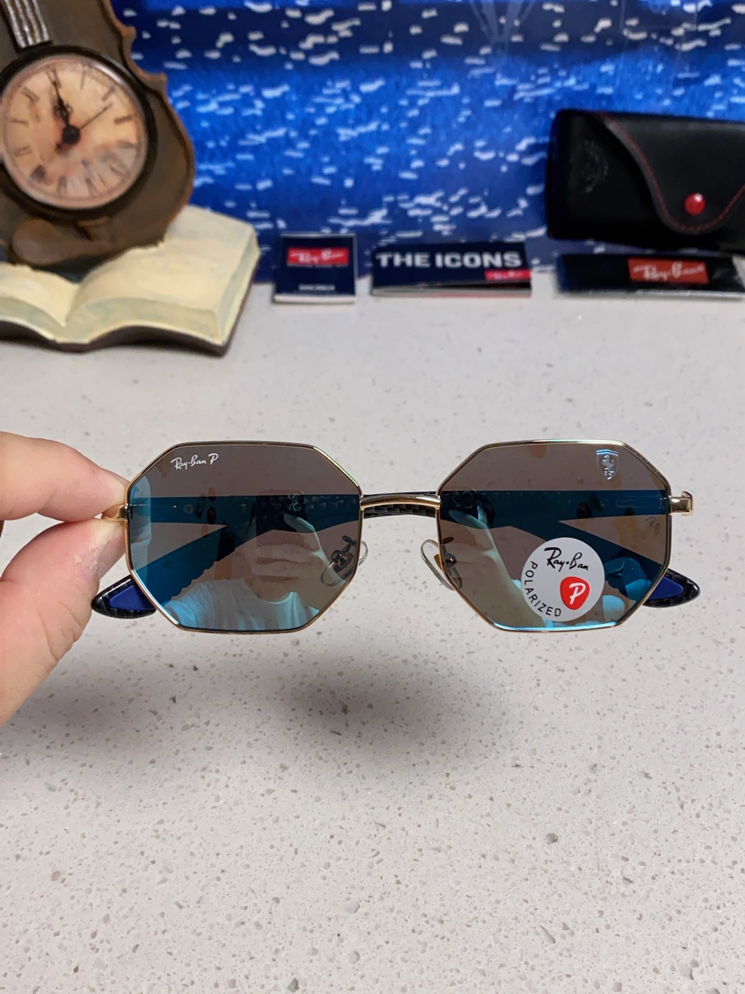 RayBan雷朋法拉利联名款 2025新款偏光欧美复古单梁太阳眼镜男女潮人朋克风多边形方形司机骑行开车墨