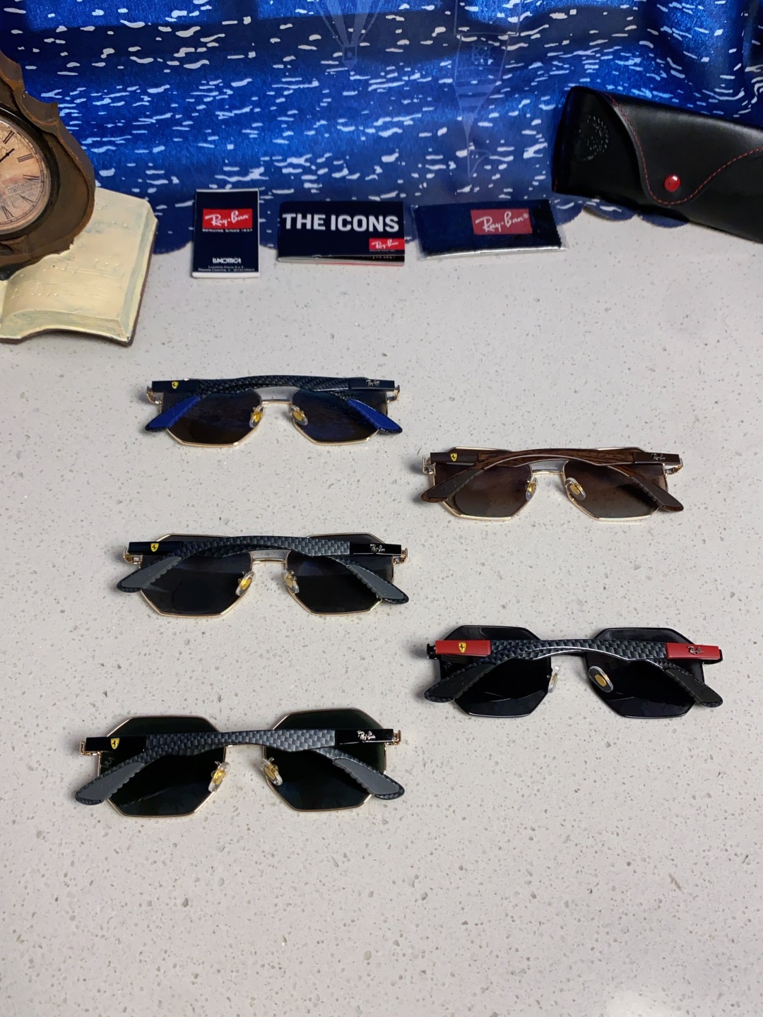 RayBan雷朋法拉利联名款 2025新款偏光欧美复古单梁太阳眼镜男女潮人朋克风多边形方形司机骑行开车墨