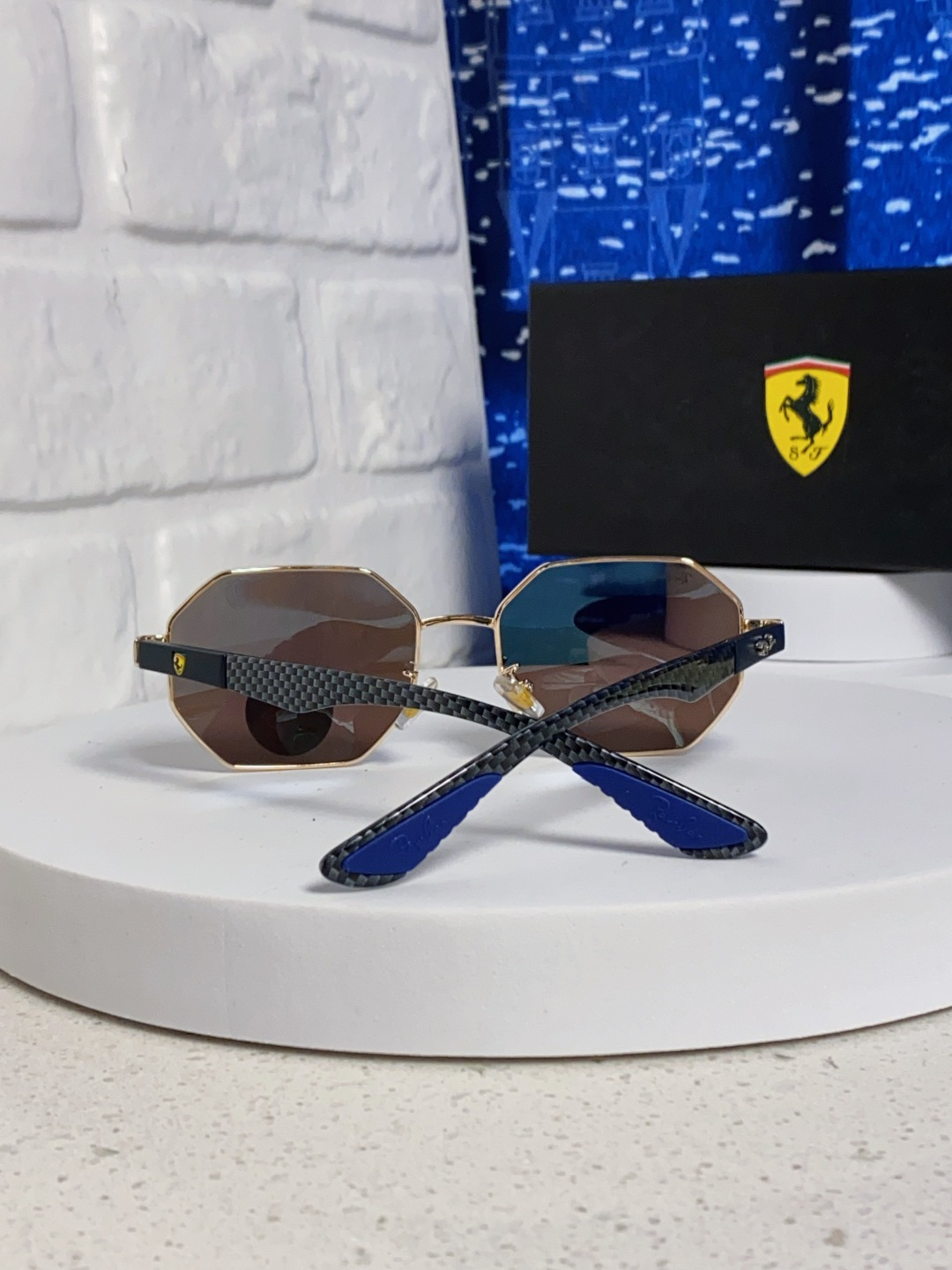 RayBan雷朋法拉利联名款 2025新款偏光欧美复古单梁太阳眼镜男女潮人朋克风多边形方形司机骑行开车墨