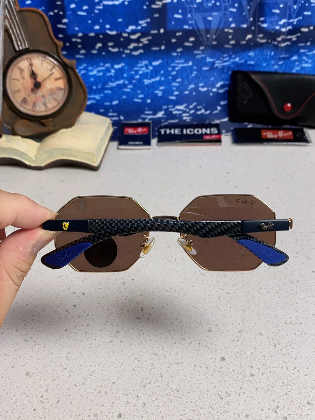 RayBan雷朋法拉利联名款 2025新款偏光欧美复古单梁太阳眼镜男女潮人朋克风多边形方形司机骑行开车墨