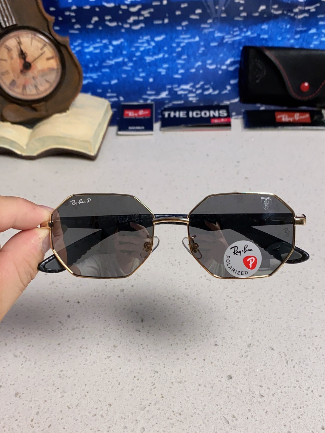 RayBan雷朋法拉利联名款 2025新款偏光欧美复古单梁太阳眼镜男女潮人朋克风多边形方形司机骑行开车墨