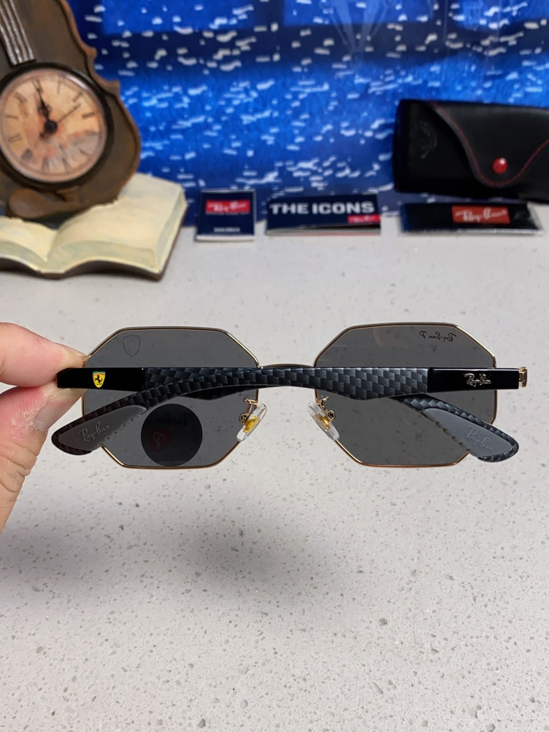 RayBan雷朋法拉利联名款 2025新款偏光欧美复古单梁太阳眼镜男女潮人朋克风多边形方形司机骑行开车墨