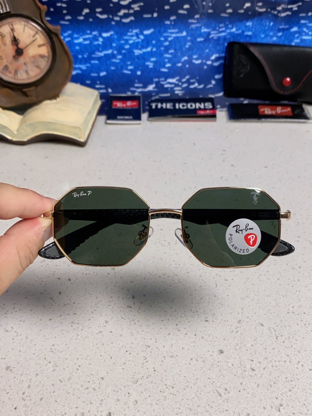 RayBan雷朋法拉利联名款 2025新款偏光欧美复古单梁太阳眼镜男女潮人朋克风多边形方形司机骑行开车墨