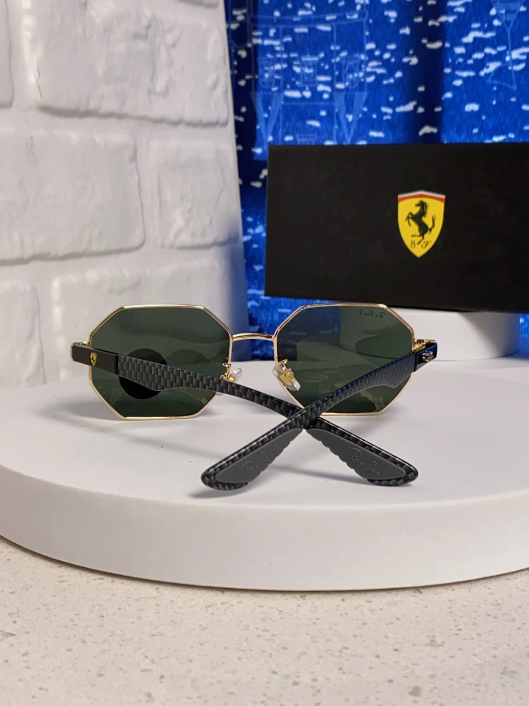 RayBan雷朋法拉利联名款 2025新款偏光欧美复古单梁太阳眼镜男女潮人朋克风多边形方形司机骑行开车墨