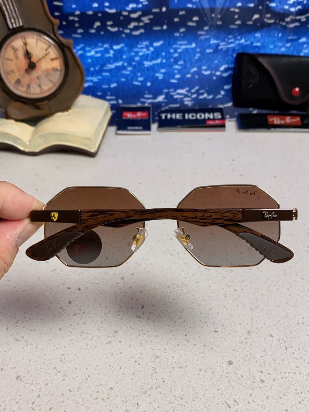 RayBan雷朋法拉利联名款 2025新款偏光欧美复古单梁太阳眼镜男女潮人朋克风多边形方形司机骑行开车墨