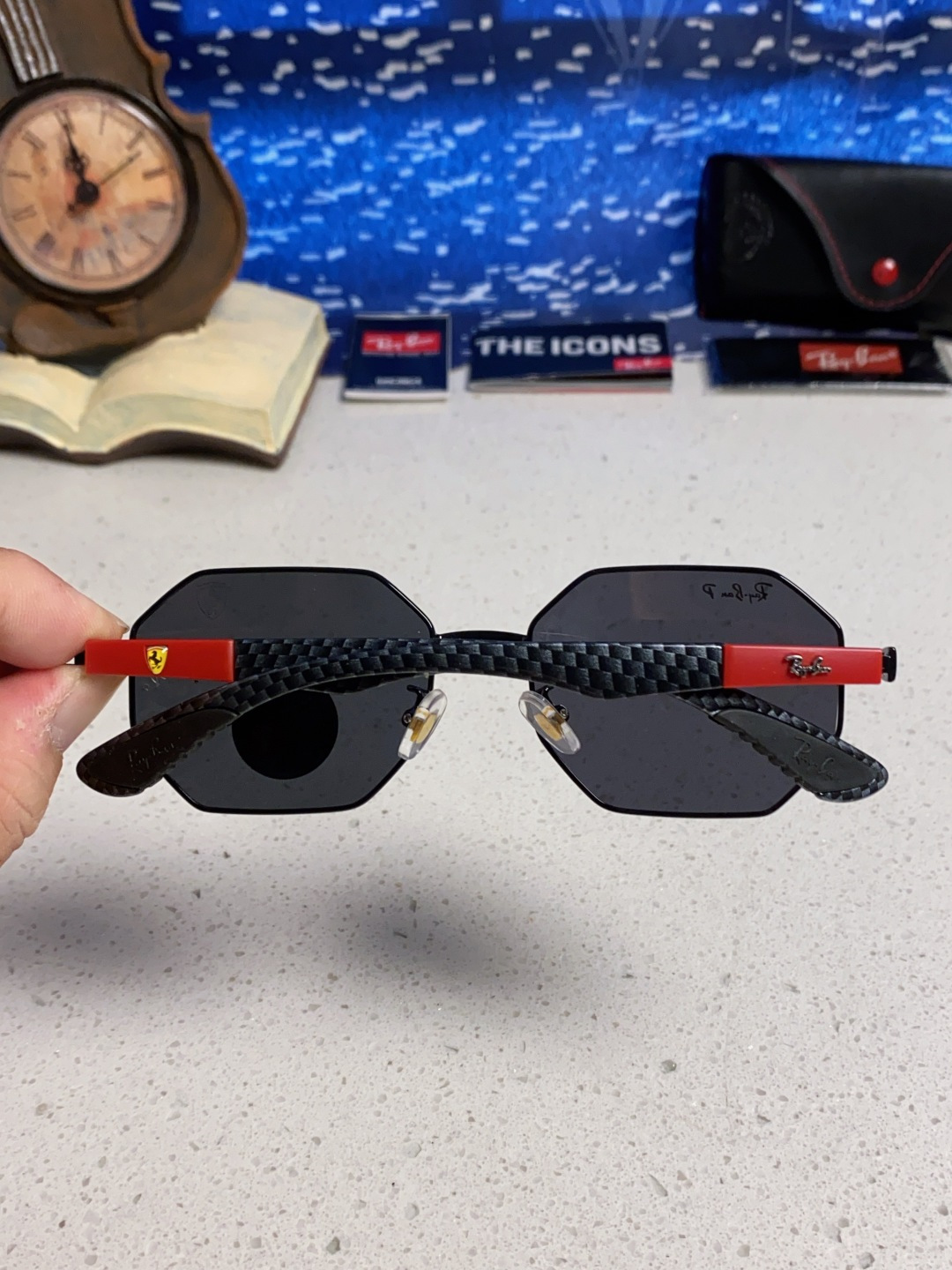 RayBan雷朋法拉利联名款 2025新款偏光欧美复古单梁太阳眼镜男女潮人朋克风多边形方形司机骑行开车墨