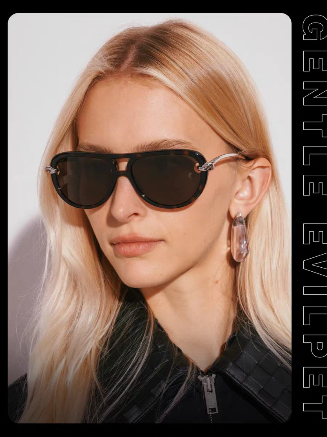 Bottega Veneta宝缇嘉 2025新款欧美复古小框双梁蛤蟆镜女潮圆脸显瘦朋克风太阳眼镜嘻哈蹦迪