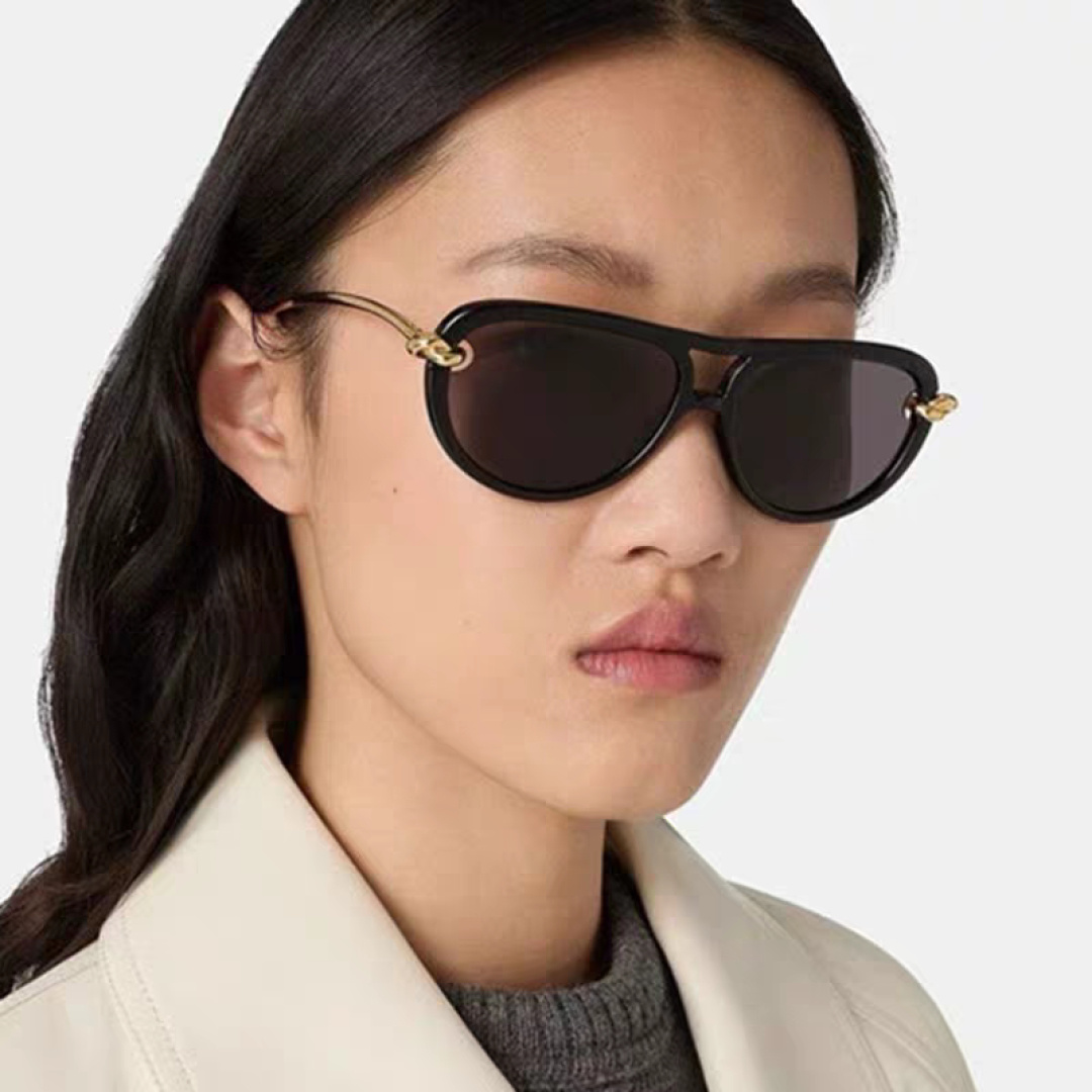 Bottega Veneta宝缇嘉 2025新款欧美复古小框双梁蛤蟆镜女潮圆脸显瘦朋克风太阳眼镜嘻哈蹦迪