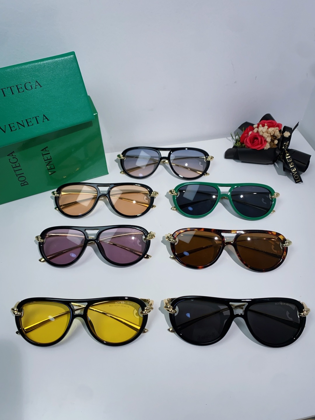 Bottega Veneta宝缇嘉 2025新款欧美复古小框双梁蛤蟆镜女潮圆脸显瘦朋克风太阳眼镜嘻哈蹦迪