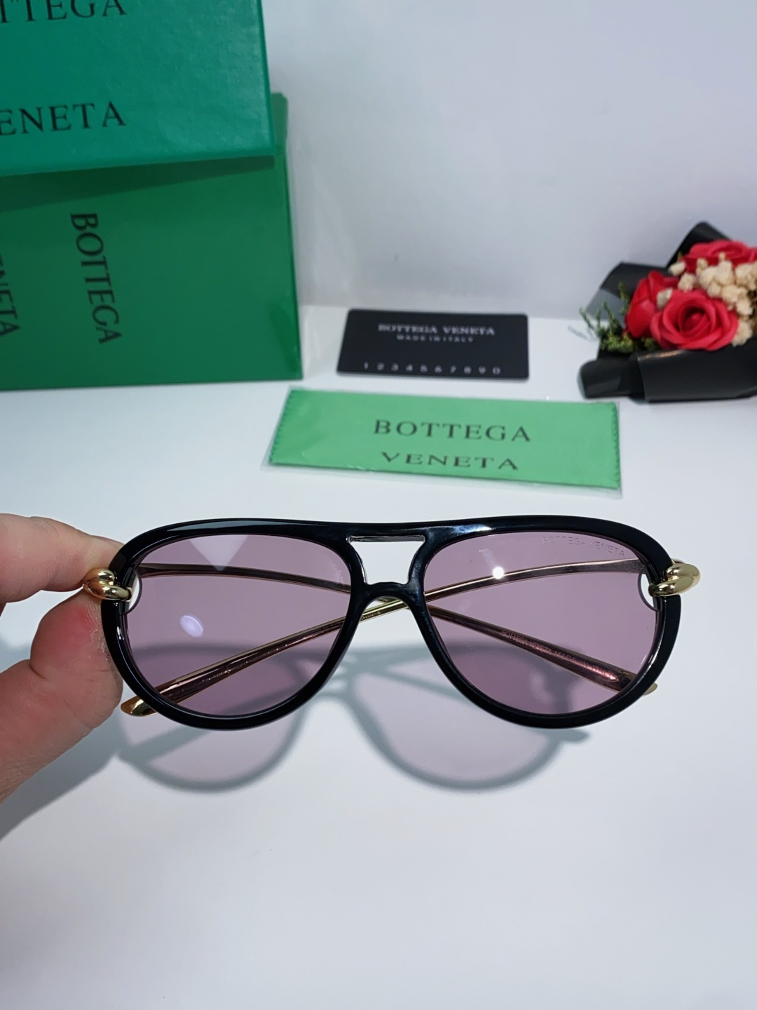 Bottega Veneta宝缇嘉 2025新款欧美复古小框双梁蛤蟆镜女潮圆脸显瘦朋克风太阳眼镜嘻哈蹦迪