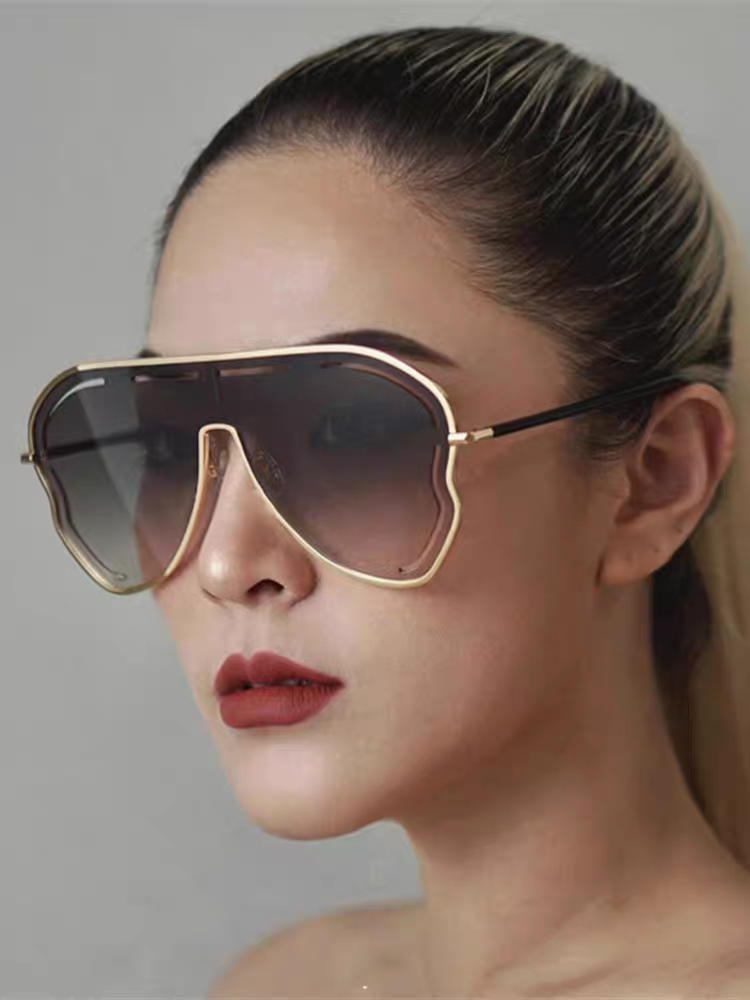 Cartier卡地亚 2025欧美新款连体大框蛤蟆镜镂空防晒太阳镜潮流网红辣妹个性墨镜 Y2K