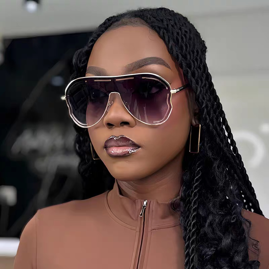 Cartier卡地亚 2025欧美新款连体大框蛤蟆镜镂空防晒太阳镜潮流网红辣妹个性墨镜 Y2K