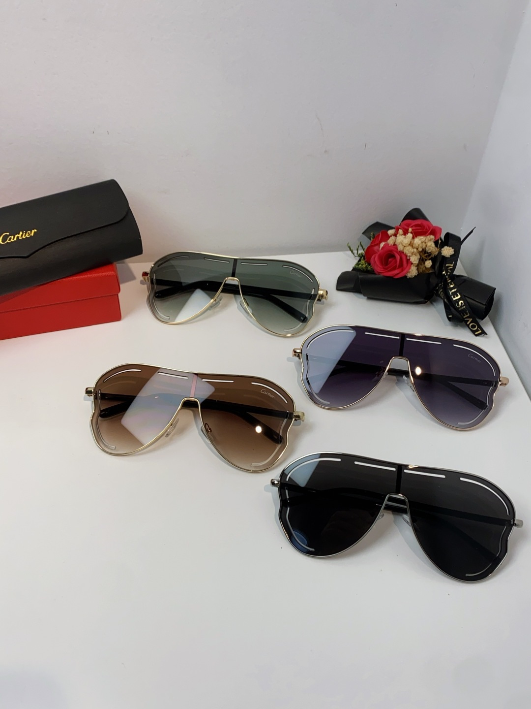 Cartier卡地亚 2025欧美新款连体大框蛤蟆镜镂空防晒太阳镜潮流网红辣妹个性墨镜 Y2K