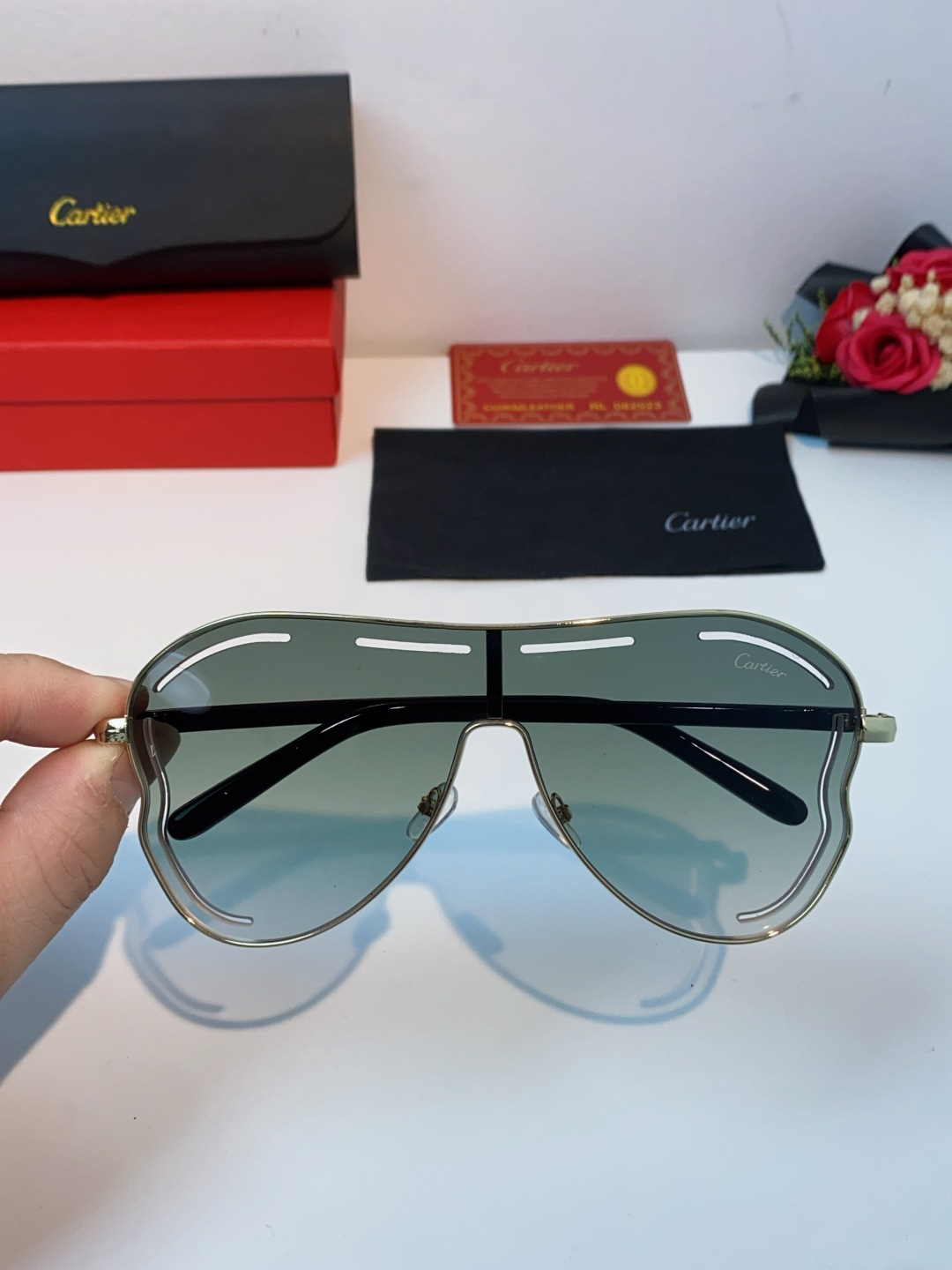 Cartier卡地亚 2025欧美新款连体大框蛤蟆镜镂空防晒太阳镜潮流网红辣妹个性墨镜 Y2K