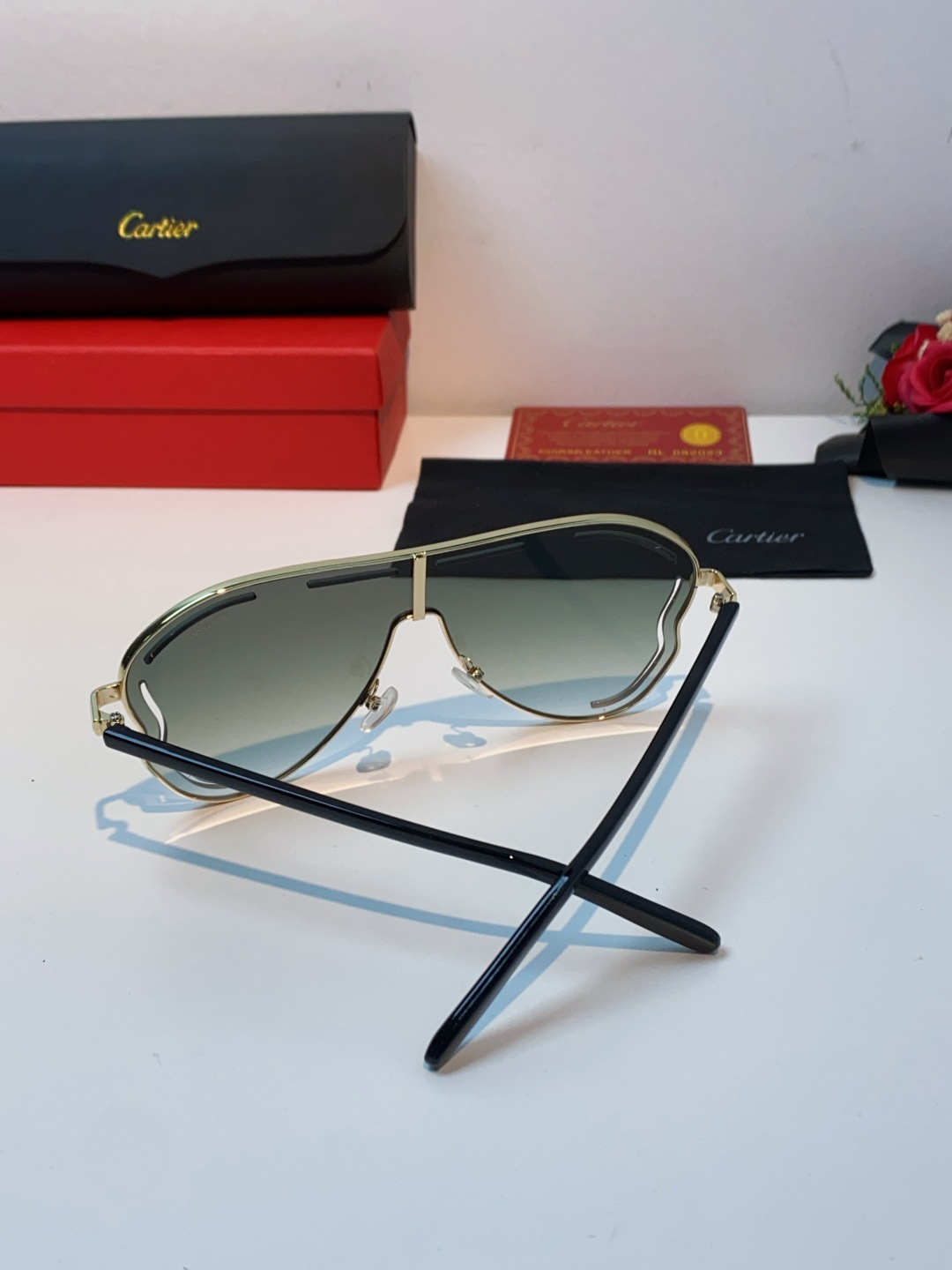 Cartier卡地亚 2025欧美新款连体大框蛤蟆镜镂空防晒太阳镜潮流网红辣妹个性墨镜 Y2K