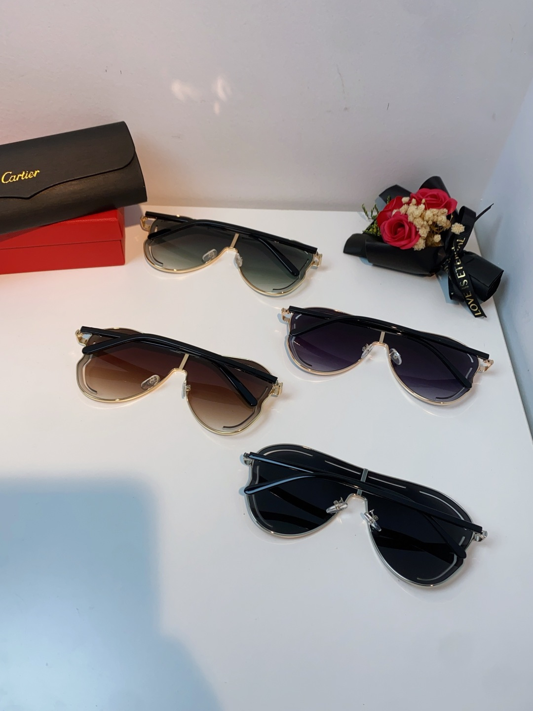 Cartier卡地亚 2025欧美新款连体大框蛤蟆镜镂空防晒太阳镜潮流网红辣妹个性墨镜 Y2K
