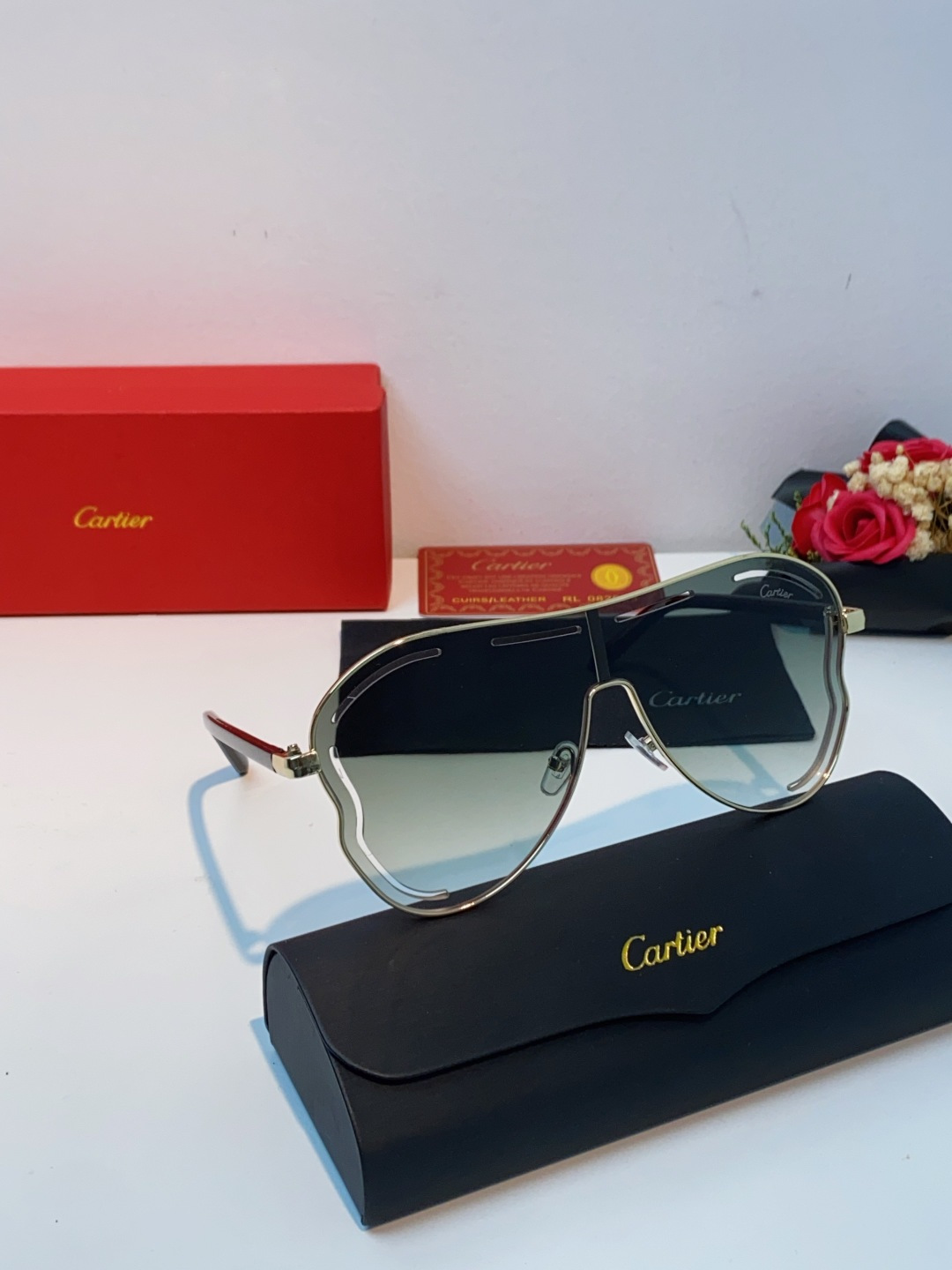 Cartier卡地亚 2025欧美新款连体大框蛤蟆镜镂空防晒太阳镜潮流网红辣妹个性墨镜 Y2K