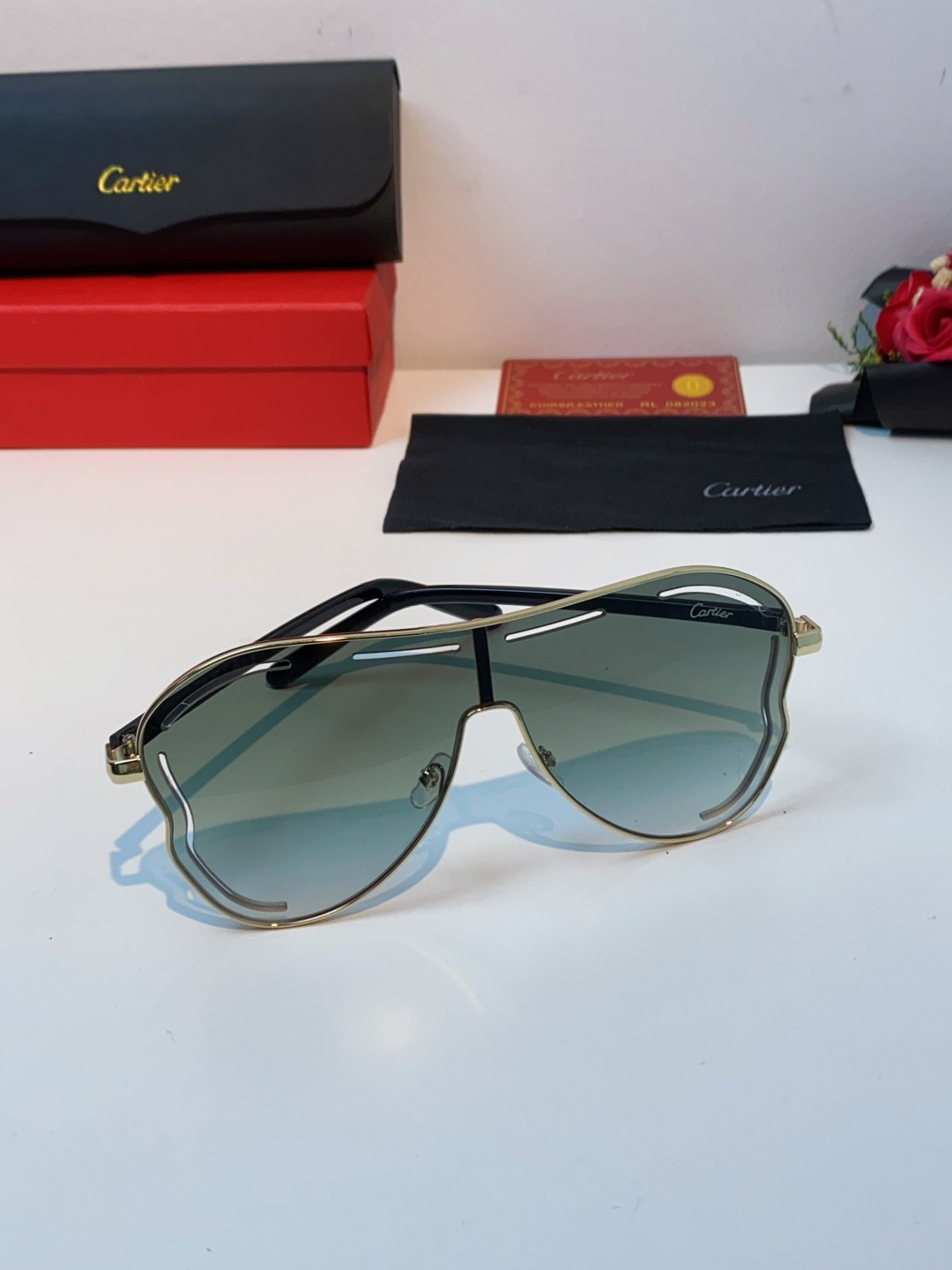 Cartier卡地亚 2025欧美新款连体大框蛤蟆镜镂空防晒太阳镜潮流网红辣妹个性墨镜 Y2K