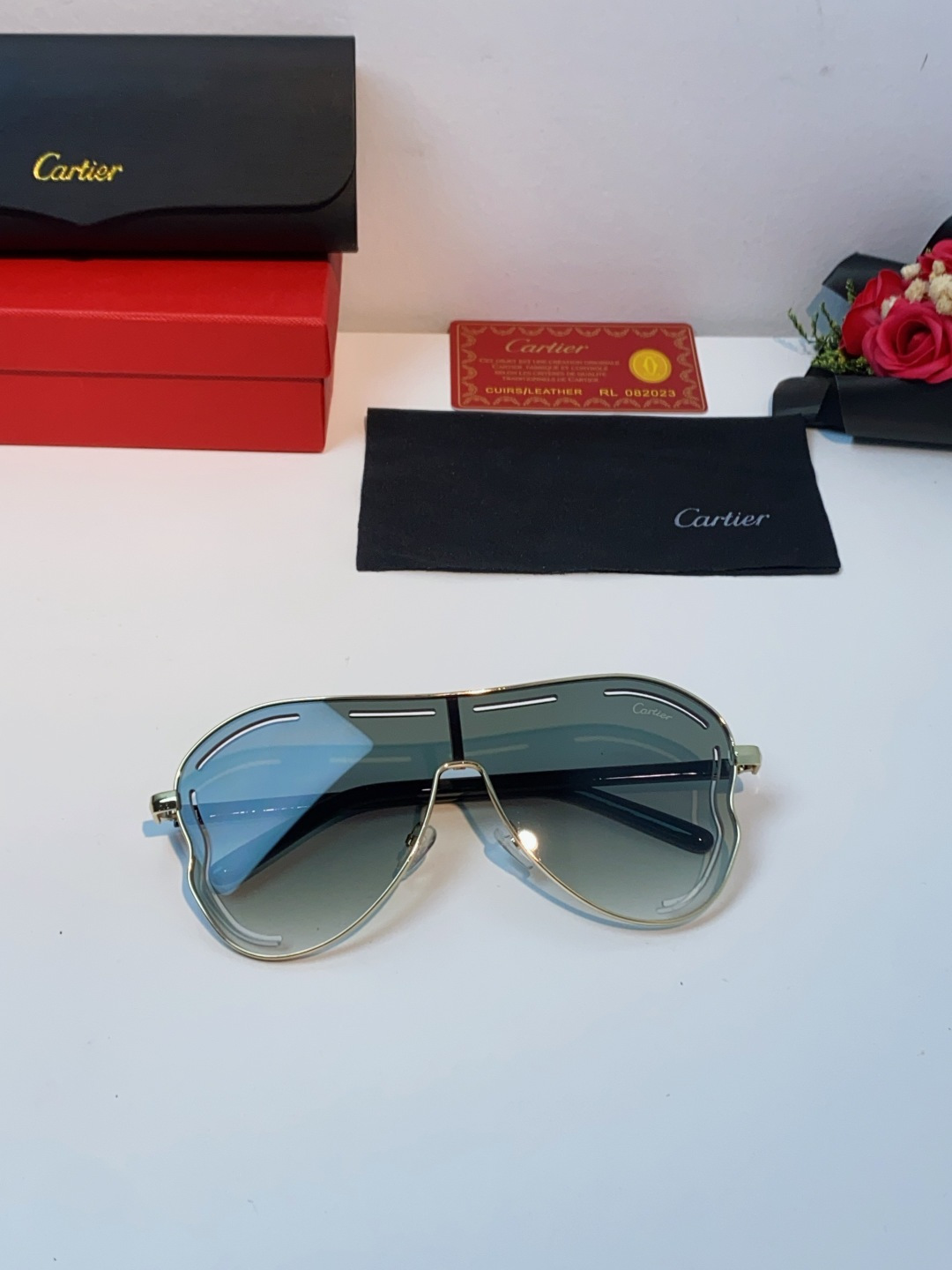 Cartier卡地亚 2025欧美新款连体大框蛤蟆镜镂空防晒太阳镜潮流网红辣妹个性墨镜 Y2K