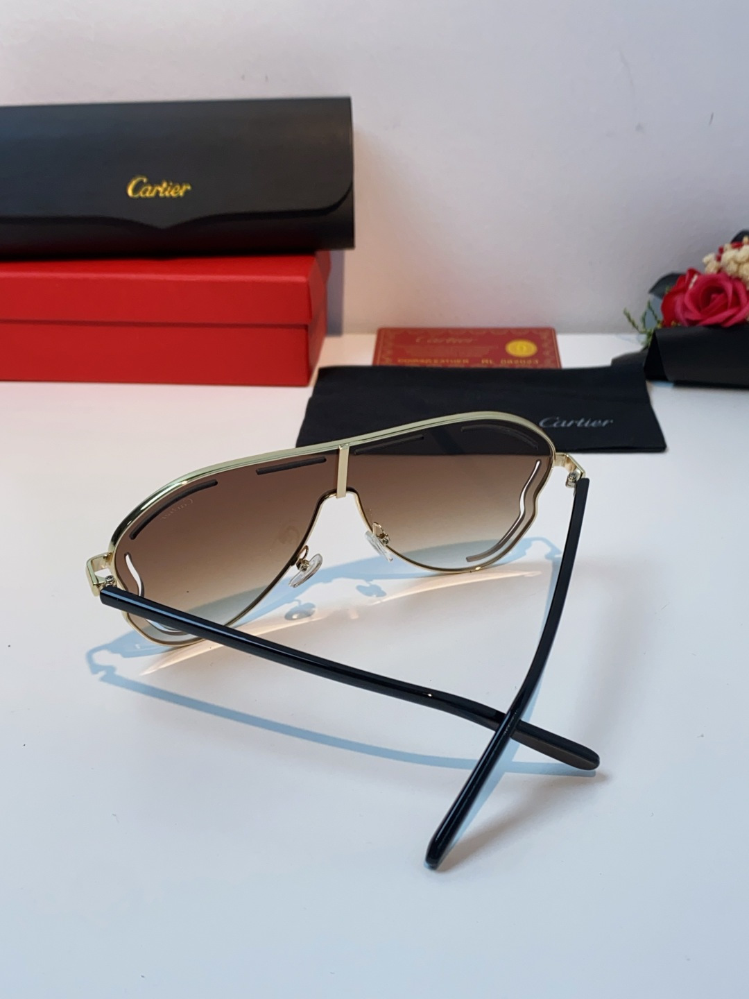 Cartier卡地亚 2025欧美新款连体大框蛤蟆镜镂空防晒太阳镜潮流网红辣妹个性墨镜 Y2K