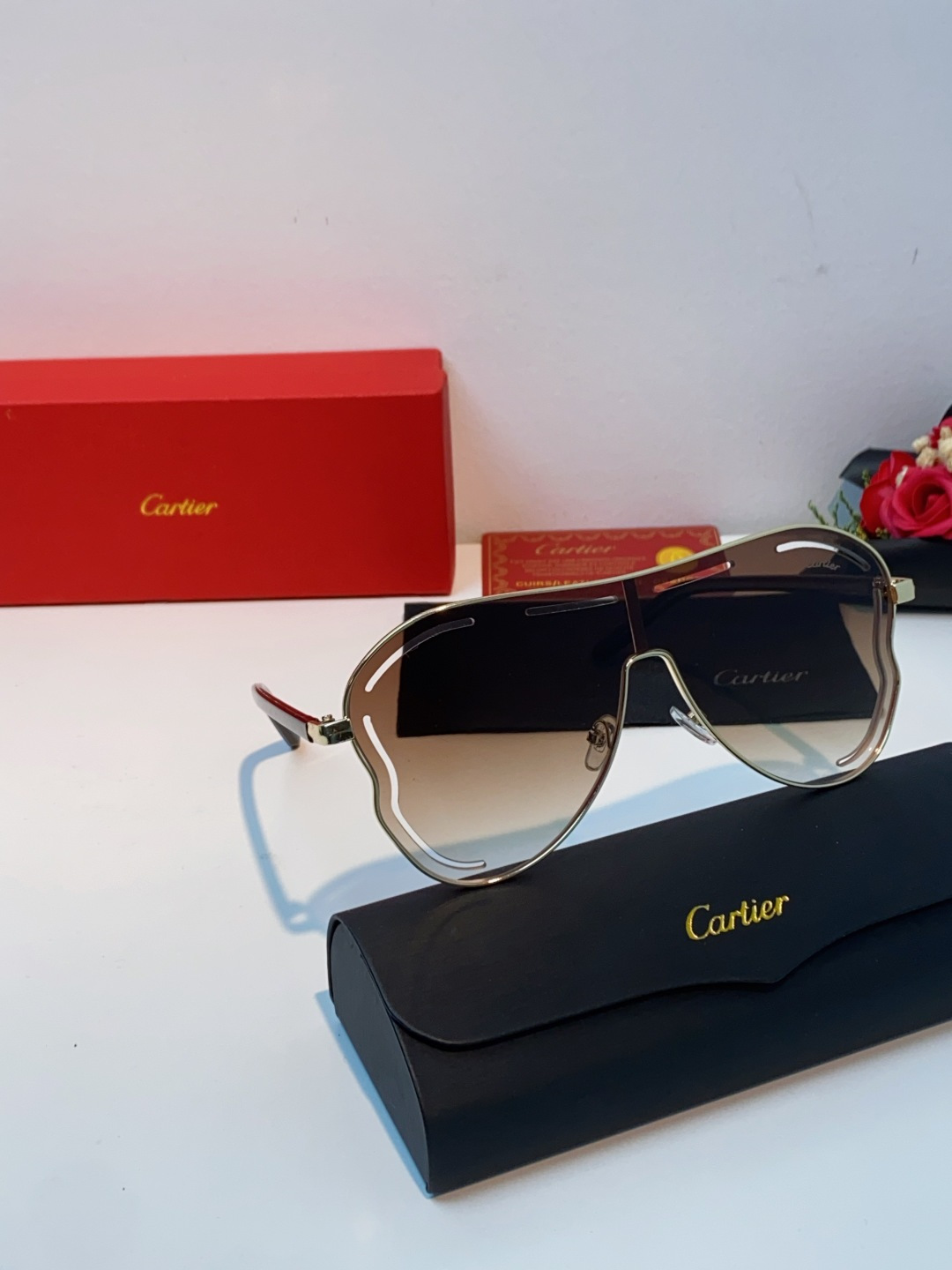 Cartier卡地亚 2025欧美新款连体大框蛤蟆镜镂空防晒太阳镜潮流网红辣妹个性墨镜 Y2K