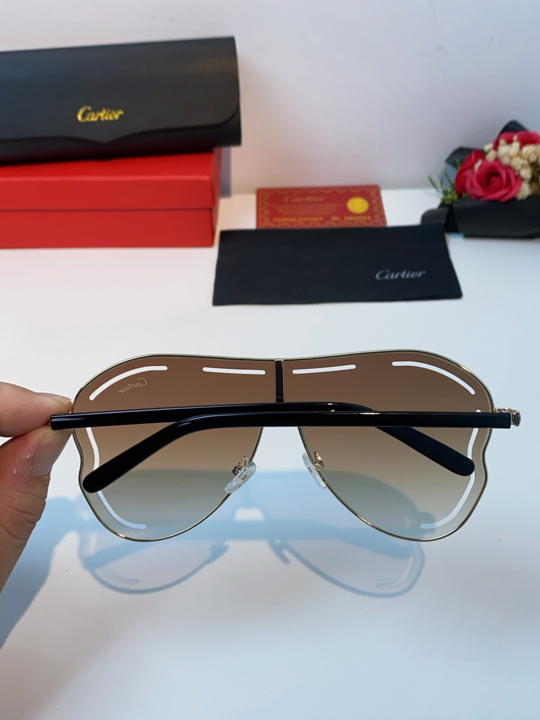 Cartier卡地亚 2025欧美新款连体大框蛤蟆镜镂空防晒太阳镜潮流网红辣妹个性墨镜 Y2K