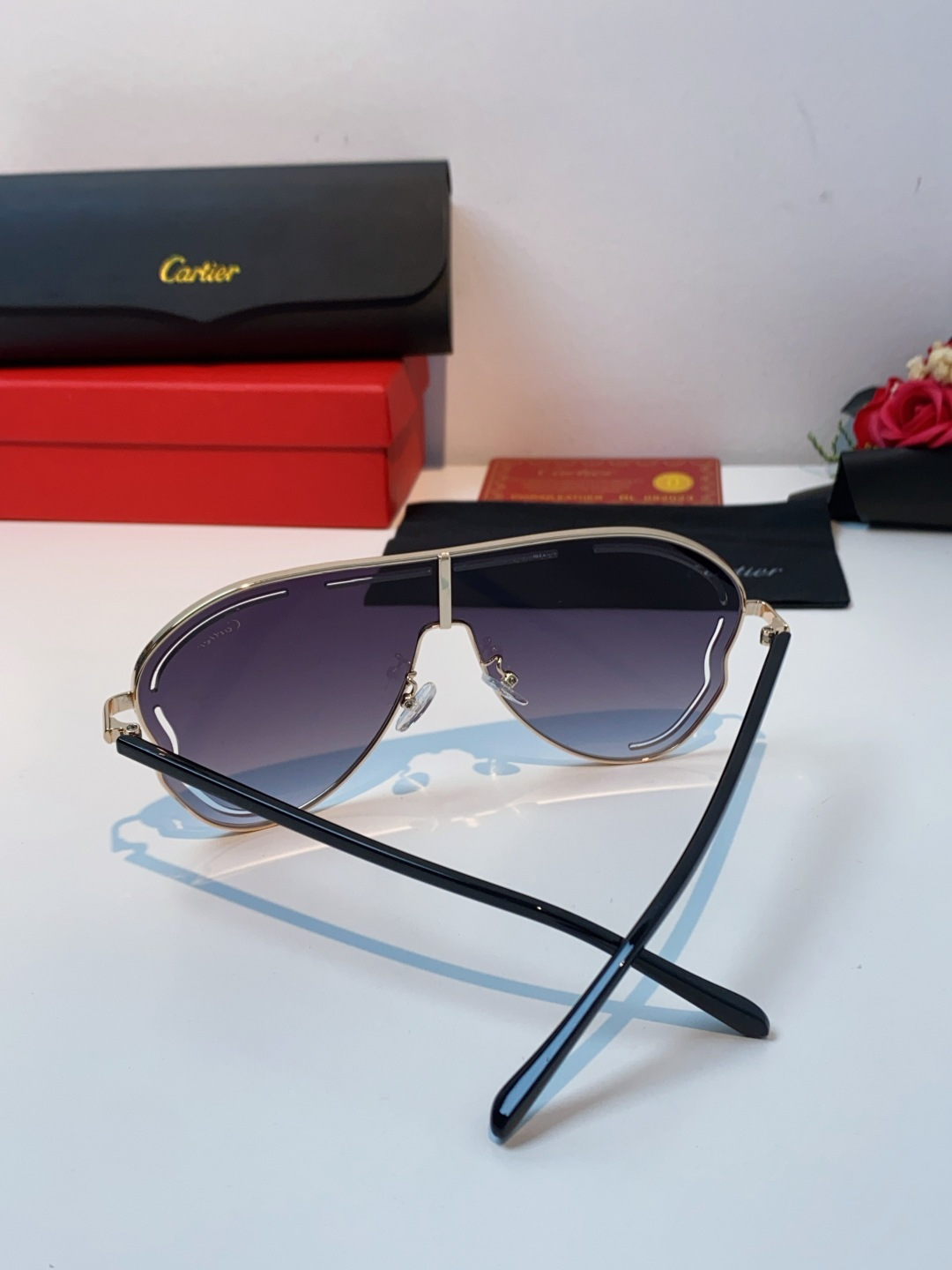 Cartier卡地亚 2025欧美新款连体大框蛤蟆镜镂空防晒太阳镜潮流网红辣妹个性墨镜 Y2K