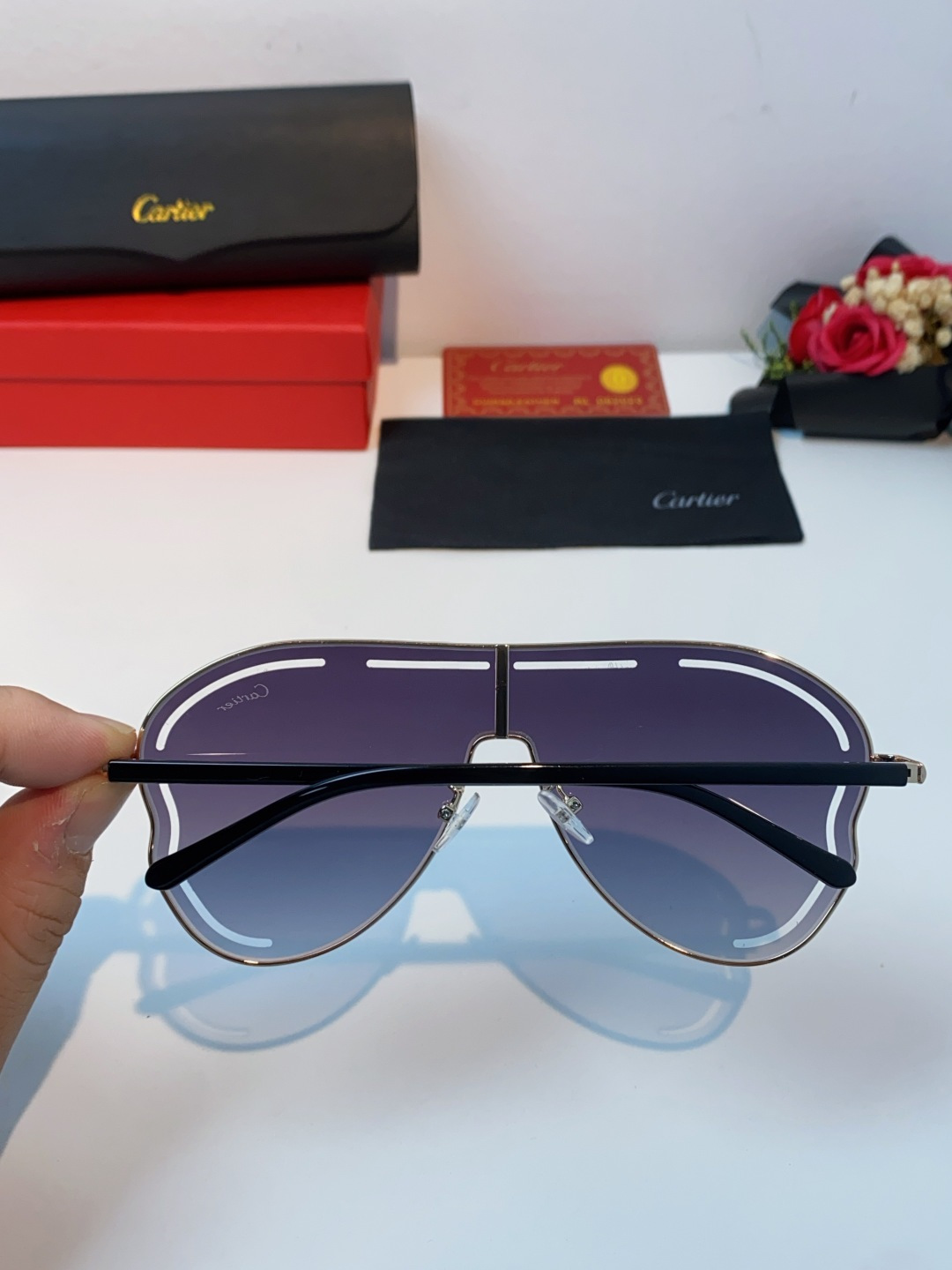Cartier卡地亚 2025欧美新款连体大框蛤蟆镜镂空防晒太阳镜潮流网红辣妹个性墨镜 Y2K