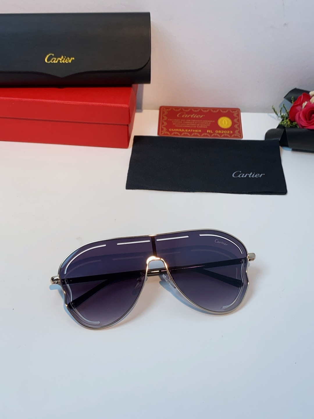 Cartier卡地亚 2025欧美新款连体大框蛤蟆镜镂空防晒太阳镜潮流网红辣妹个性墨镜 Y2K