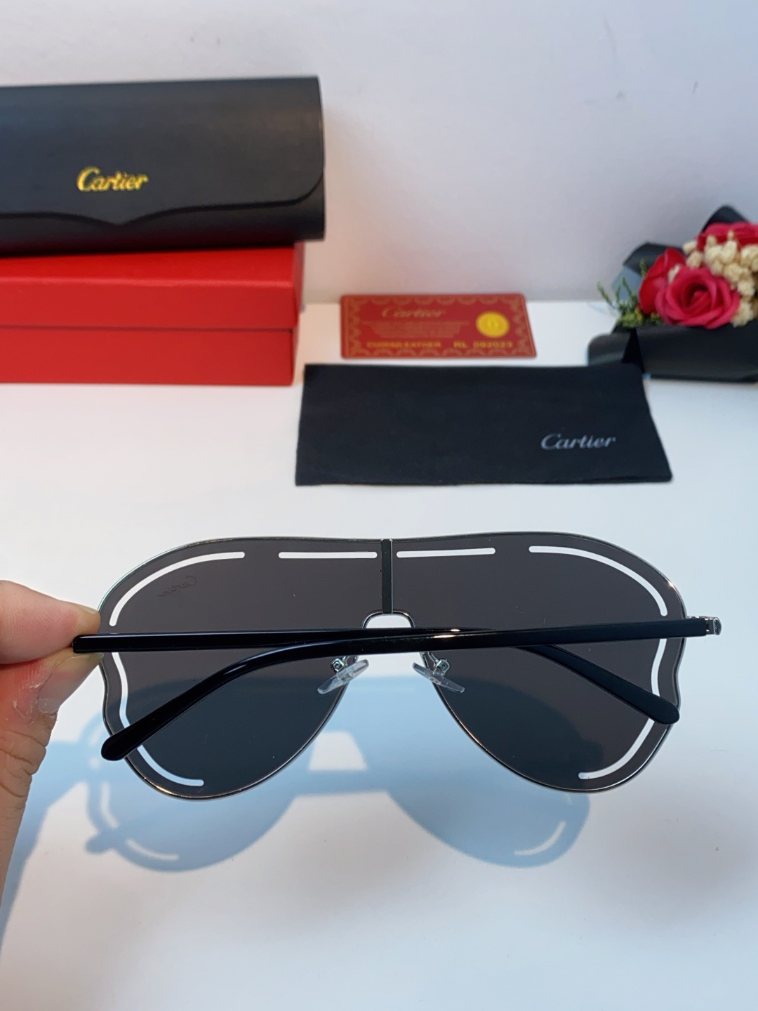 Cartier卡地亚 2025欧美新款连体大框蛤蟆镜镂空防晒太阳镜潮流网红辣妹个性墨镜 Y2K