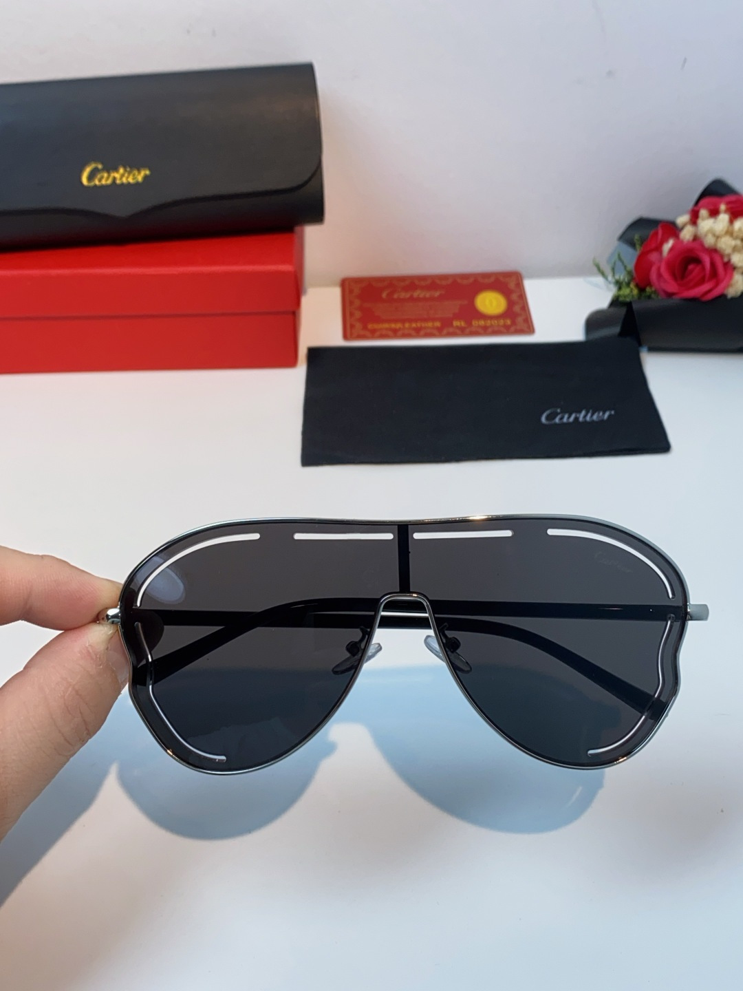 Cartier卡地亚 2025欧美新款连体大框蛤蟆镜镂空防晒太阳镜潮流网红辣妹个性墨镜 Y2K