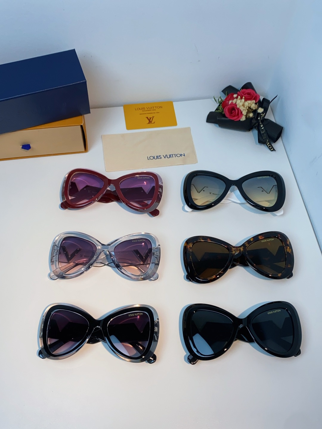 LOUIS VUITTON 路易威登 欧美复古大框蝶形缺口爱心太阳眼镜男女圆脸显瘦嘻哈蹦迪朋克墨镜 女士