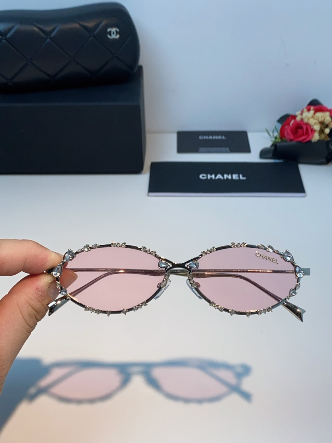 Chanel香奈儿 2025韩版新款时尚镶钻蝴蝶结纯欲风高智猫眼网红女素颜Y2K软妹眼镜框