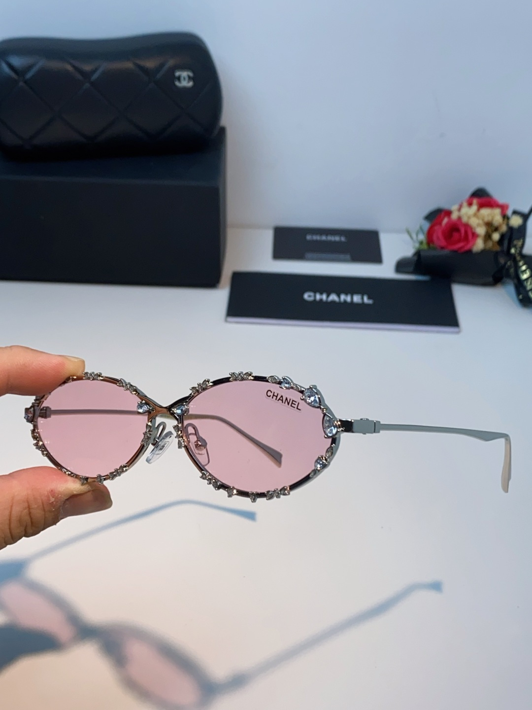 Chanel香奈儿 2025韩版新款时尚镶钻蝴蝶结纯欲风高智猫眼网红女素颜Y2K软妹眼镜框